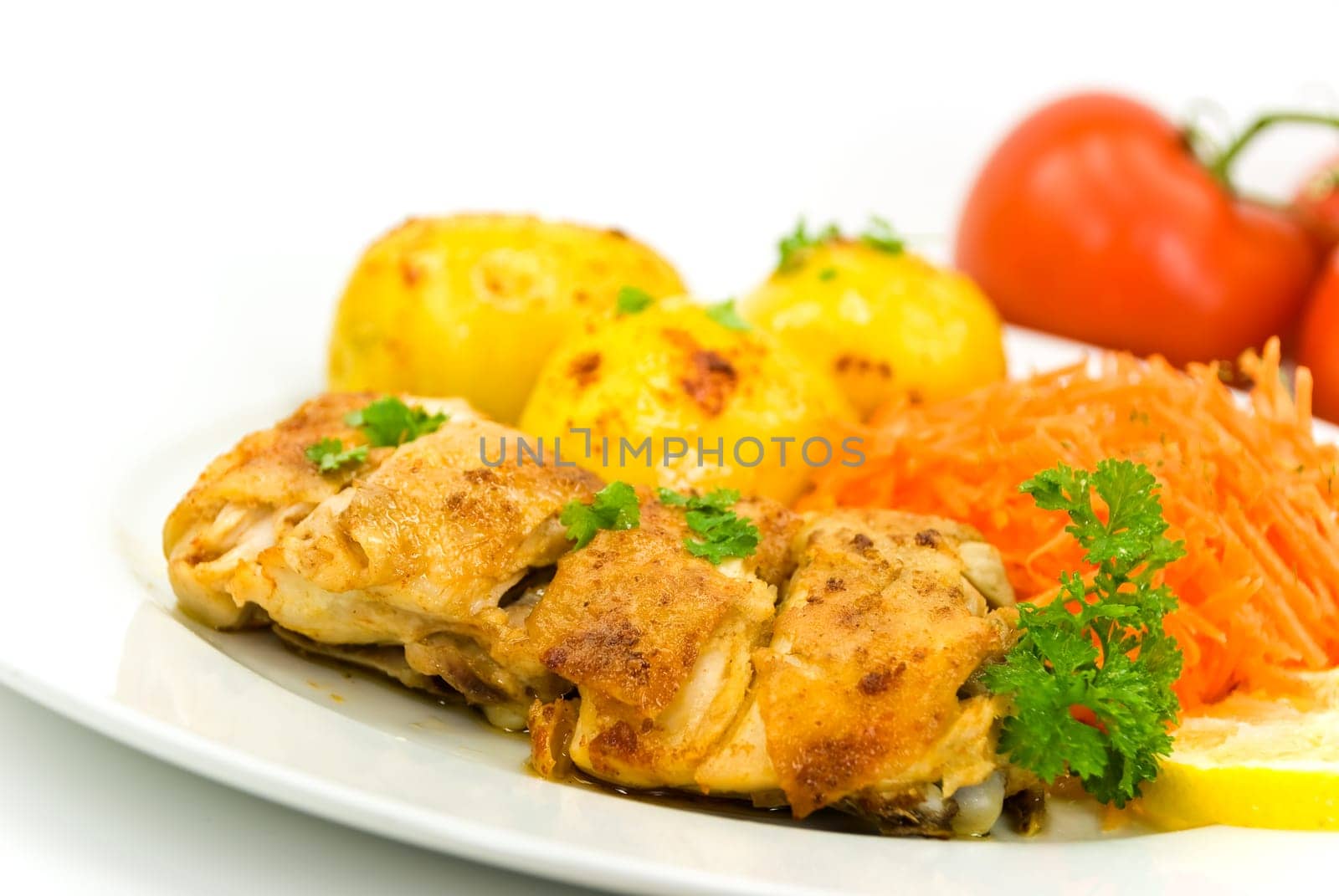 Chicken leg,fried with fried potatoes