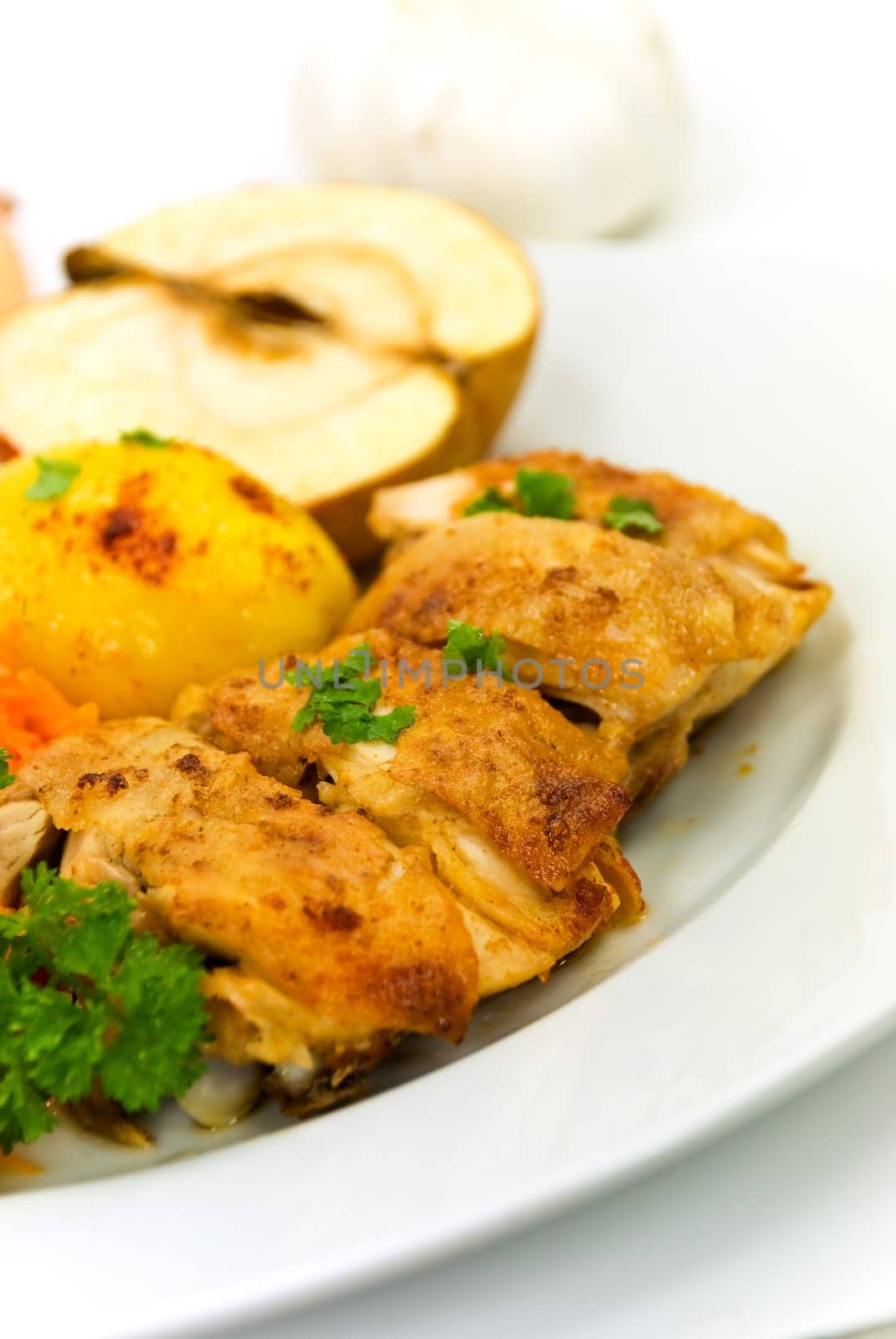 Chicken leg,fried with fried potatoes