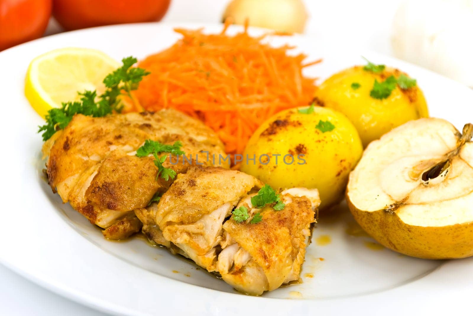 Chicken leg,fried with fried potatoes