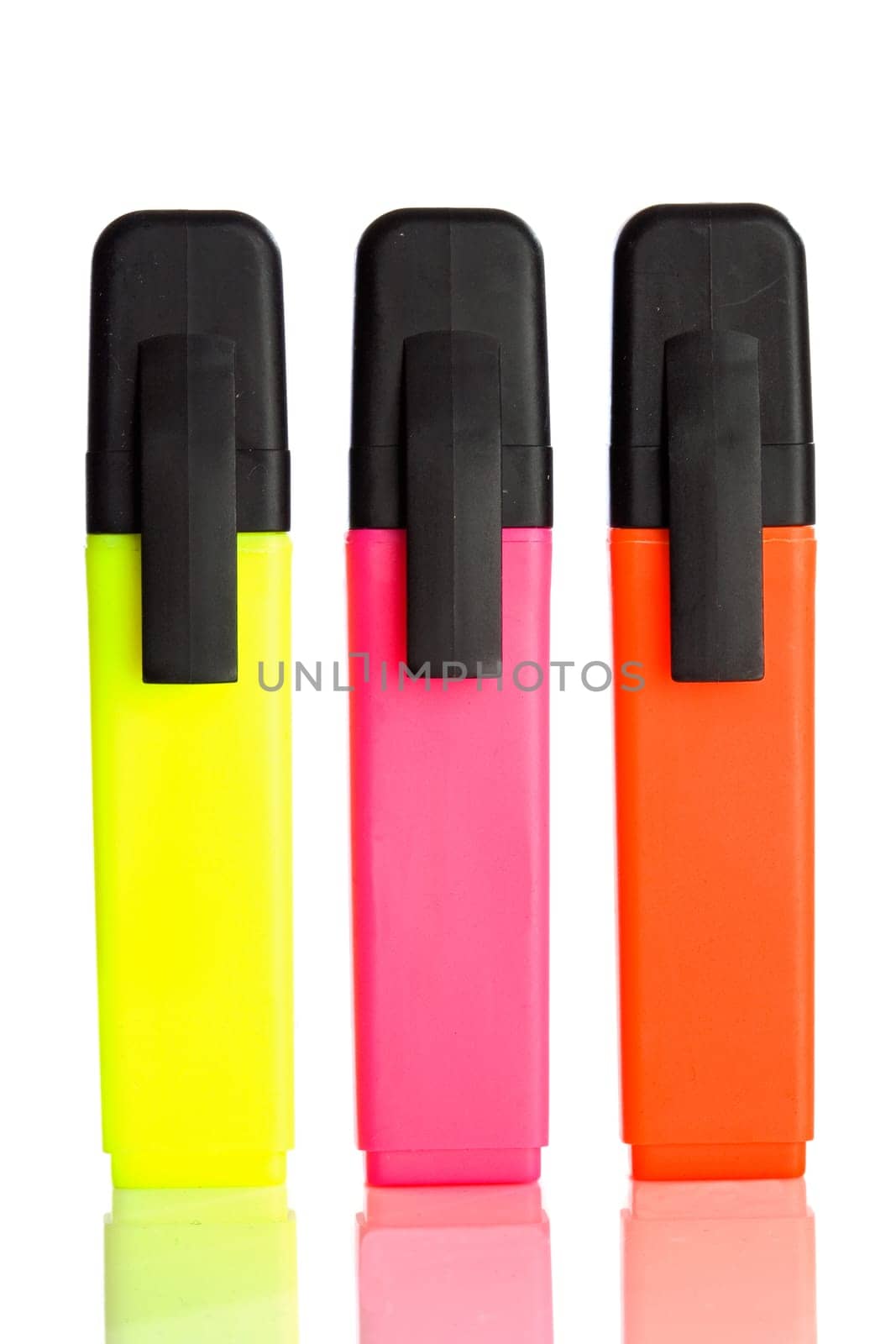 Three vertical fluorescent markers
