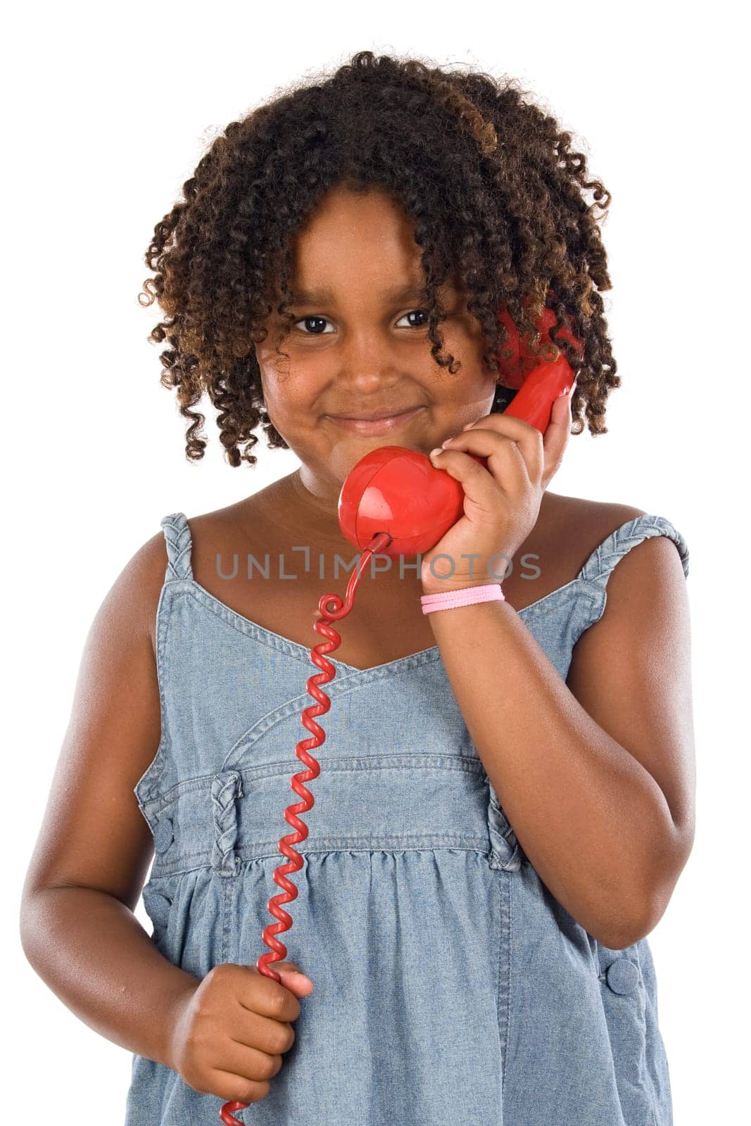 Pretty girl with red phone