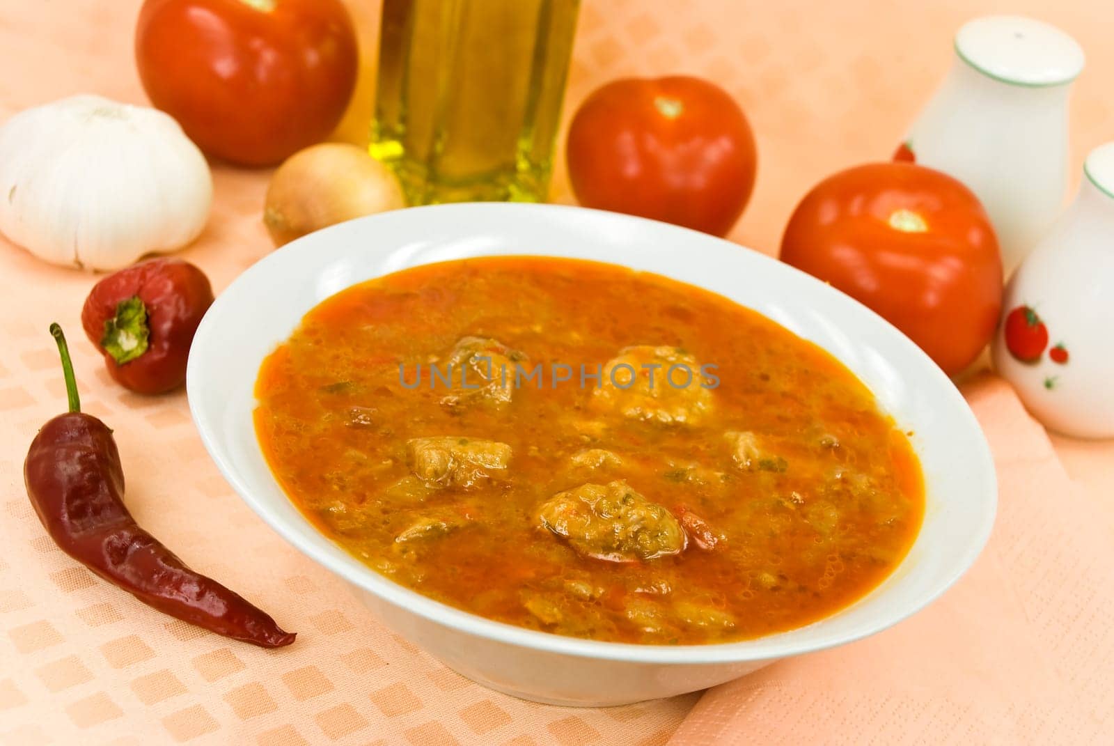 Goulash soup with meat