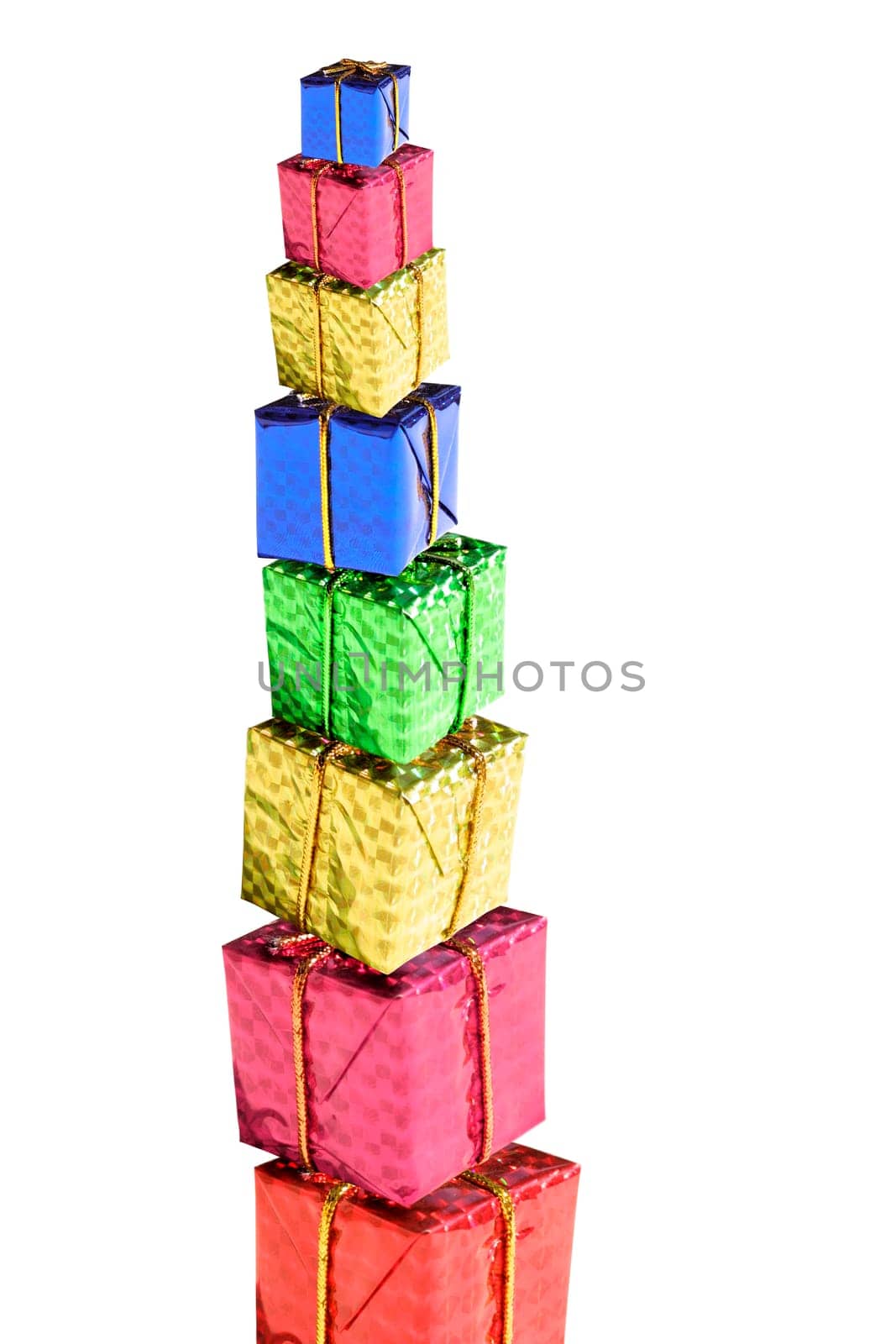 isolated pile of gift boxes