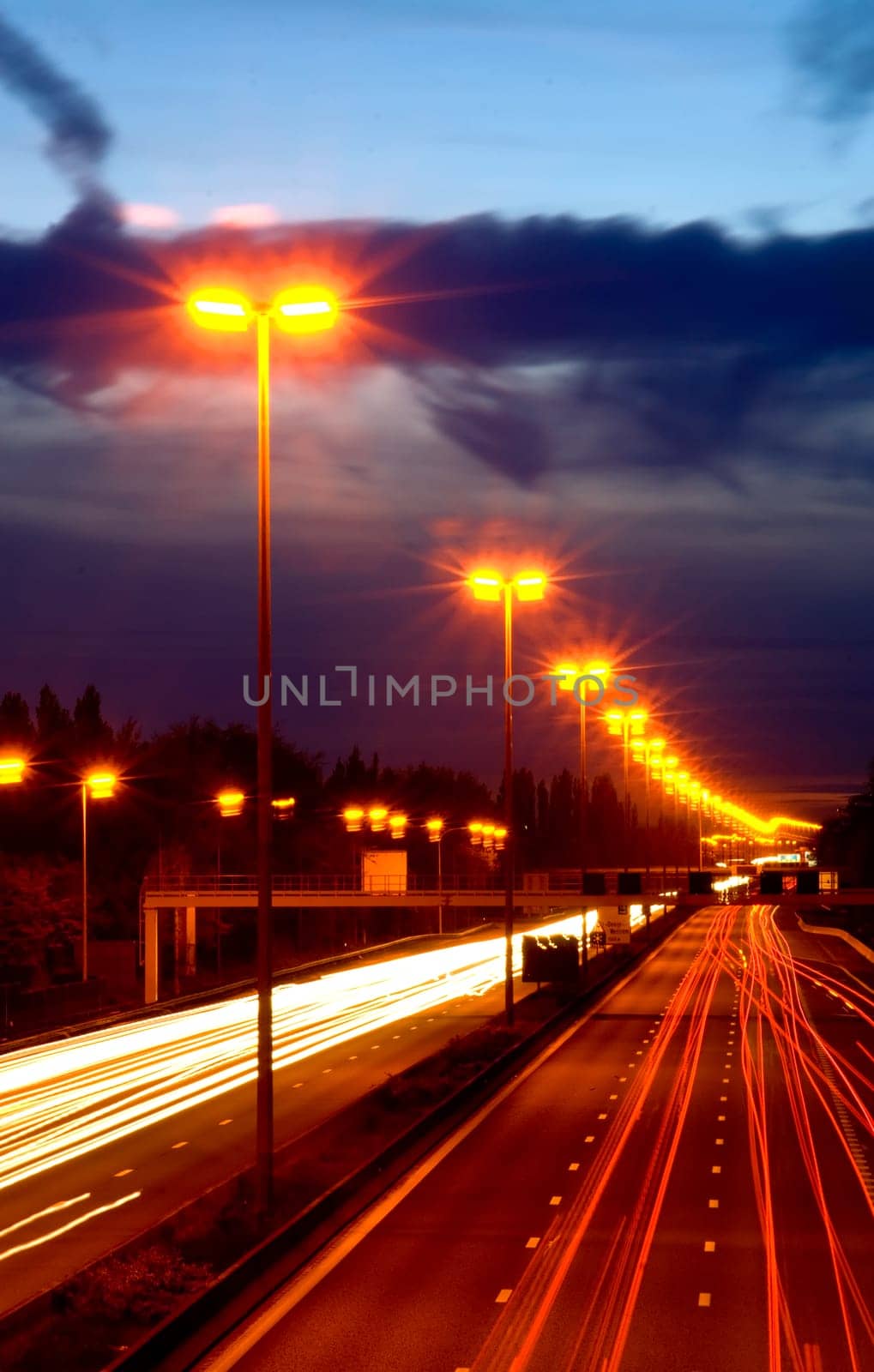 Highway at night.