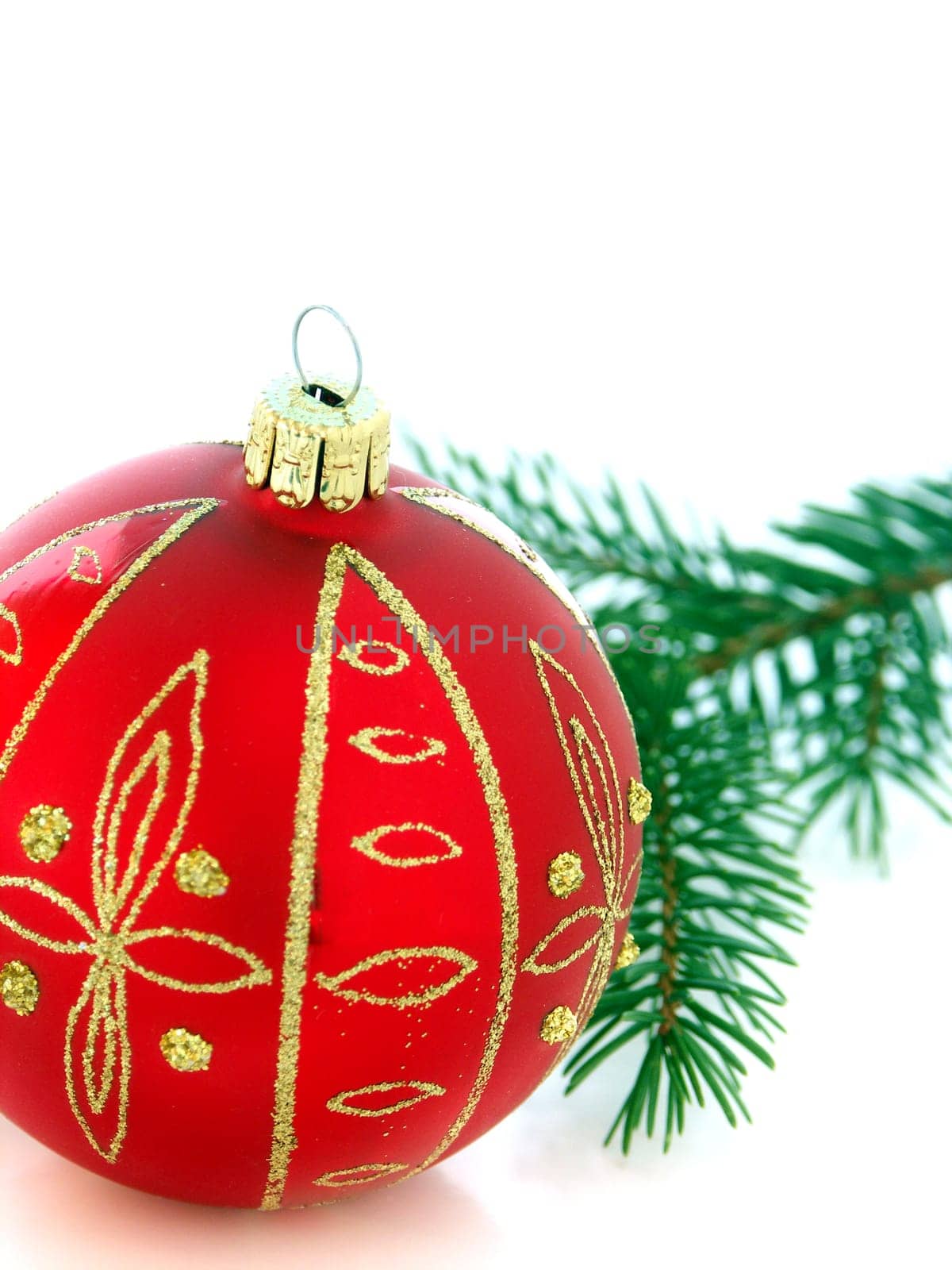 Christmas still life with red ball