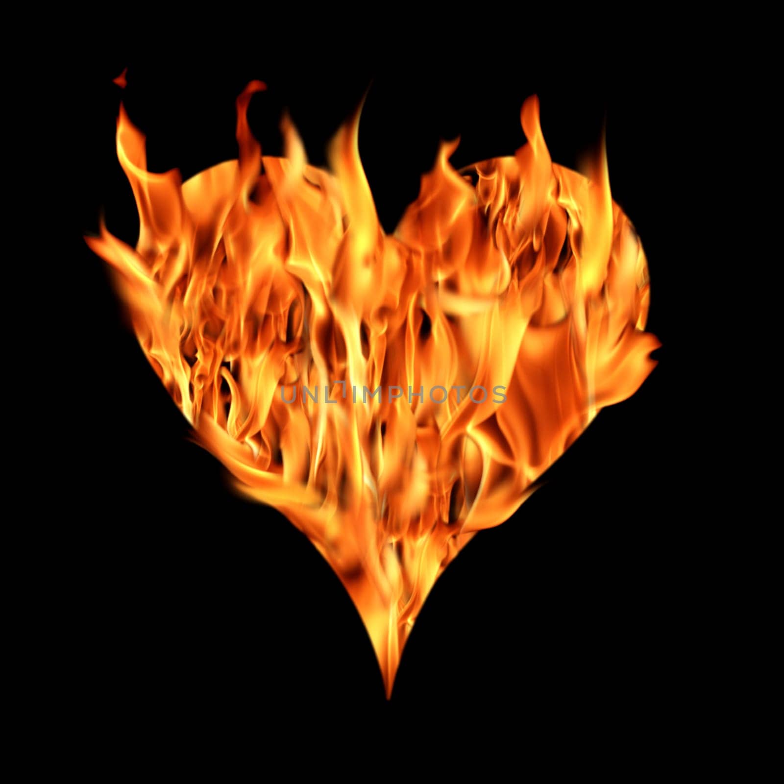 Heart shaped fire flames