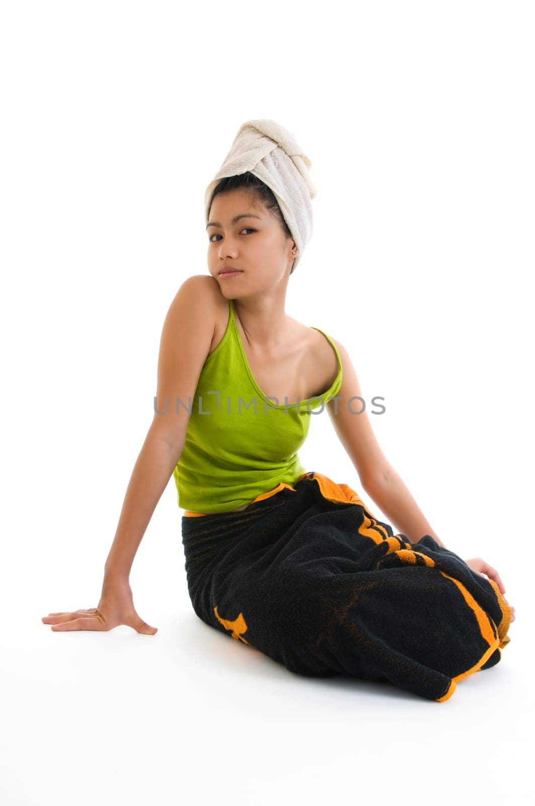 Asian woman after showering