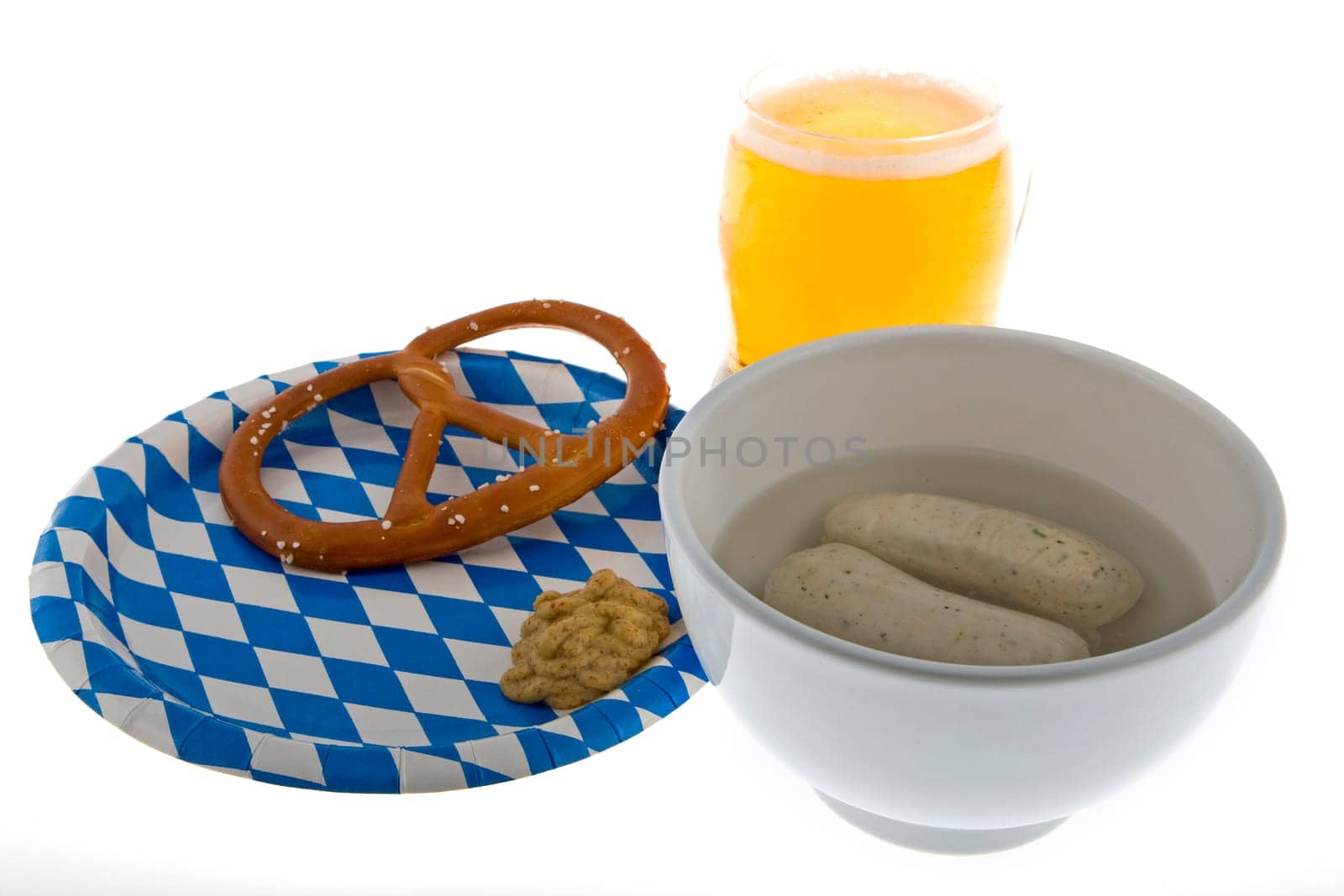 Oktoberfest with beer,pretzel and white sausage