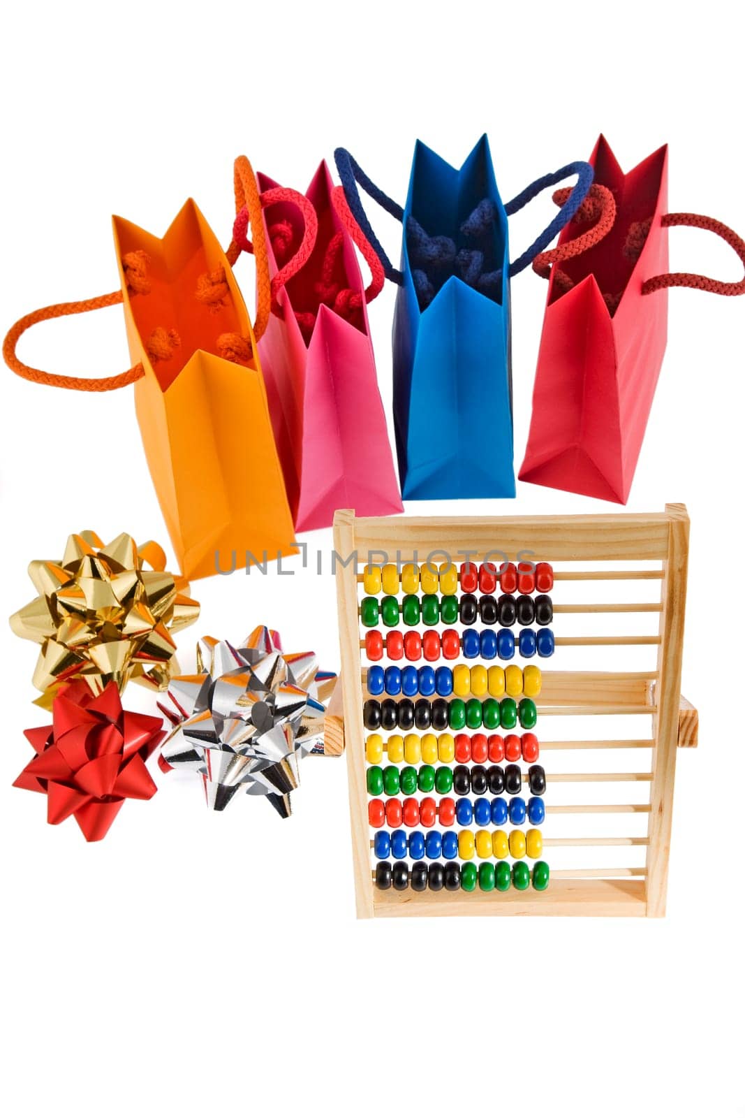 Christmas shopping with calculating machine