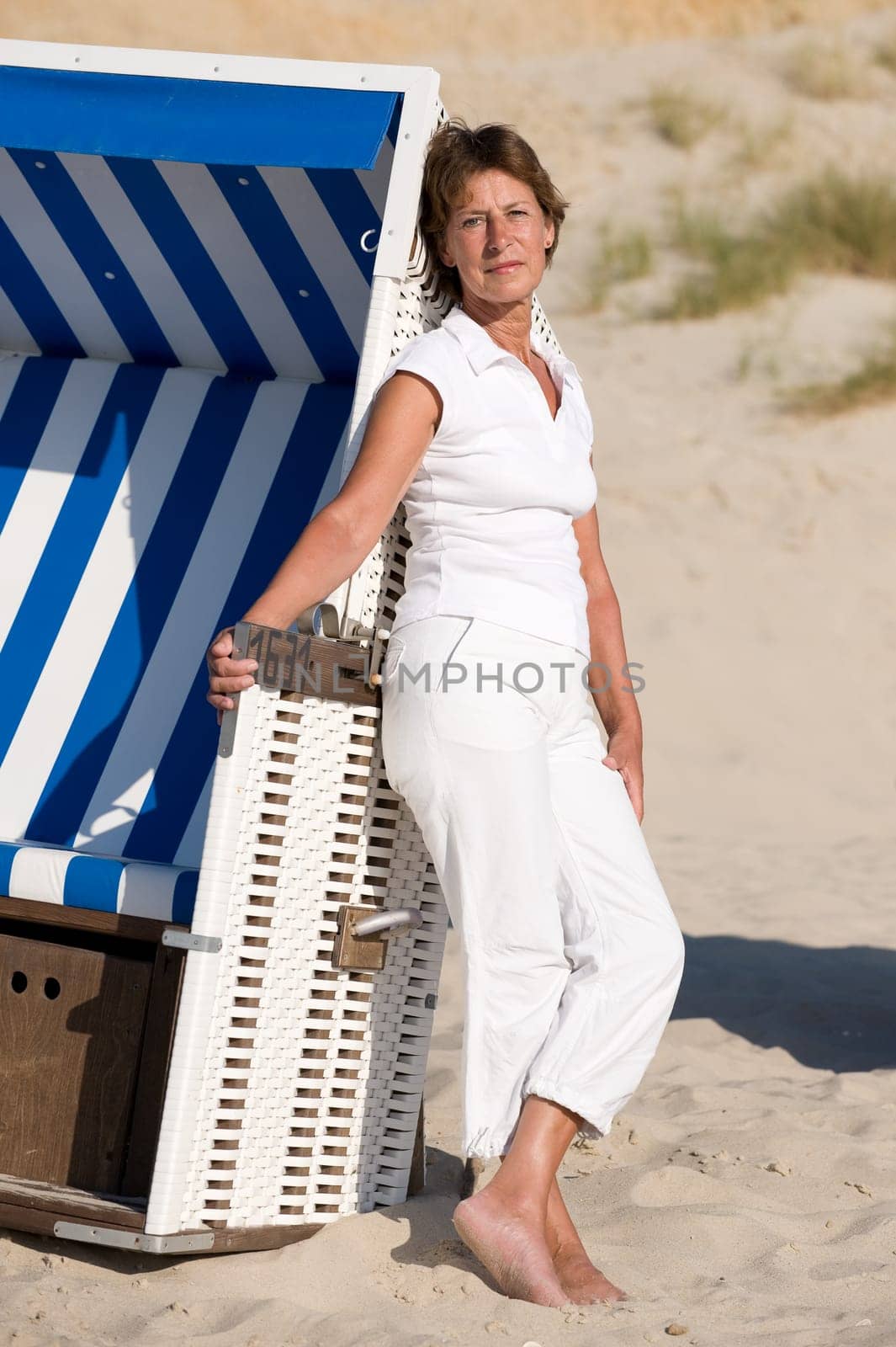 Woman at beach chair