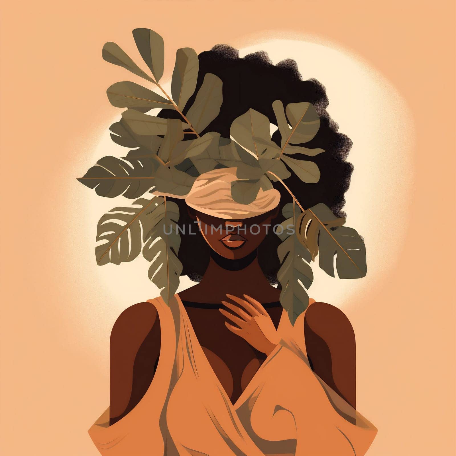 trendy woman palm beige design abstract poster geometric art print leaf. Generative AI. by Vichizh