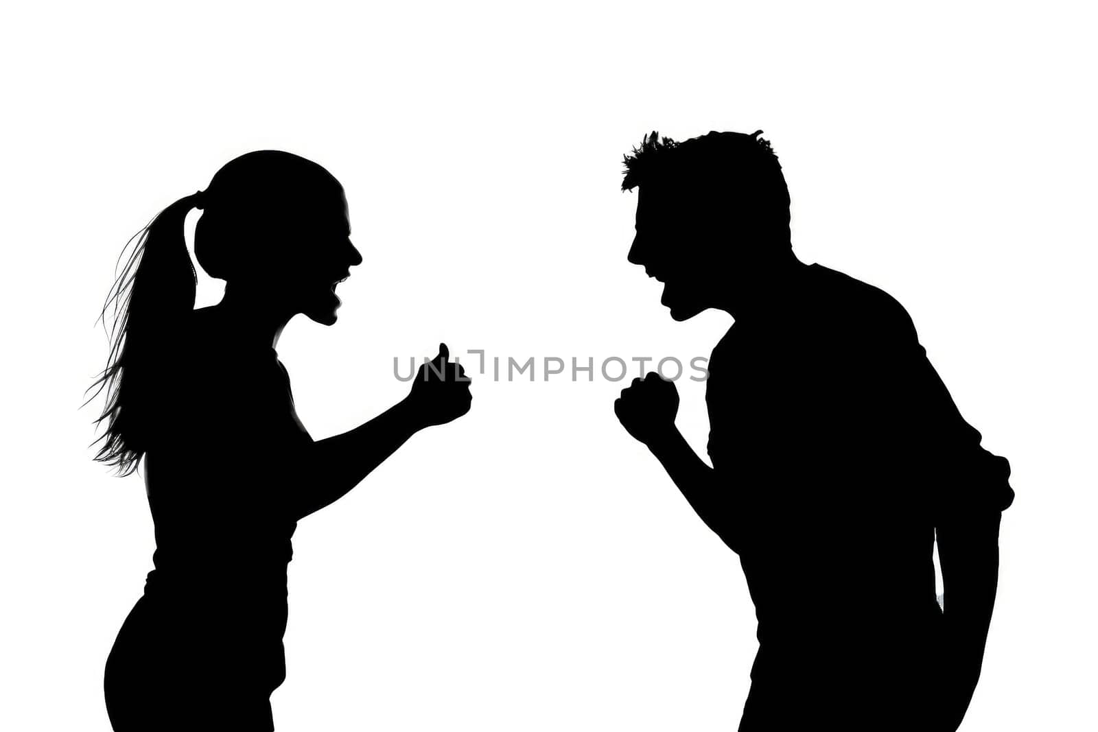 A black silhouette of a couple arguing. by MP_foto71