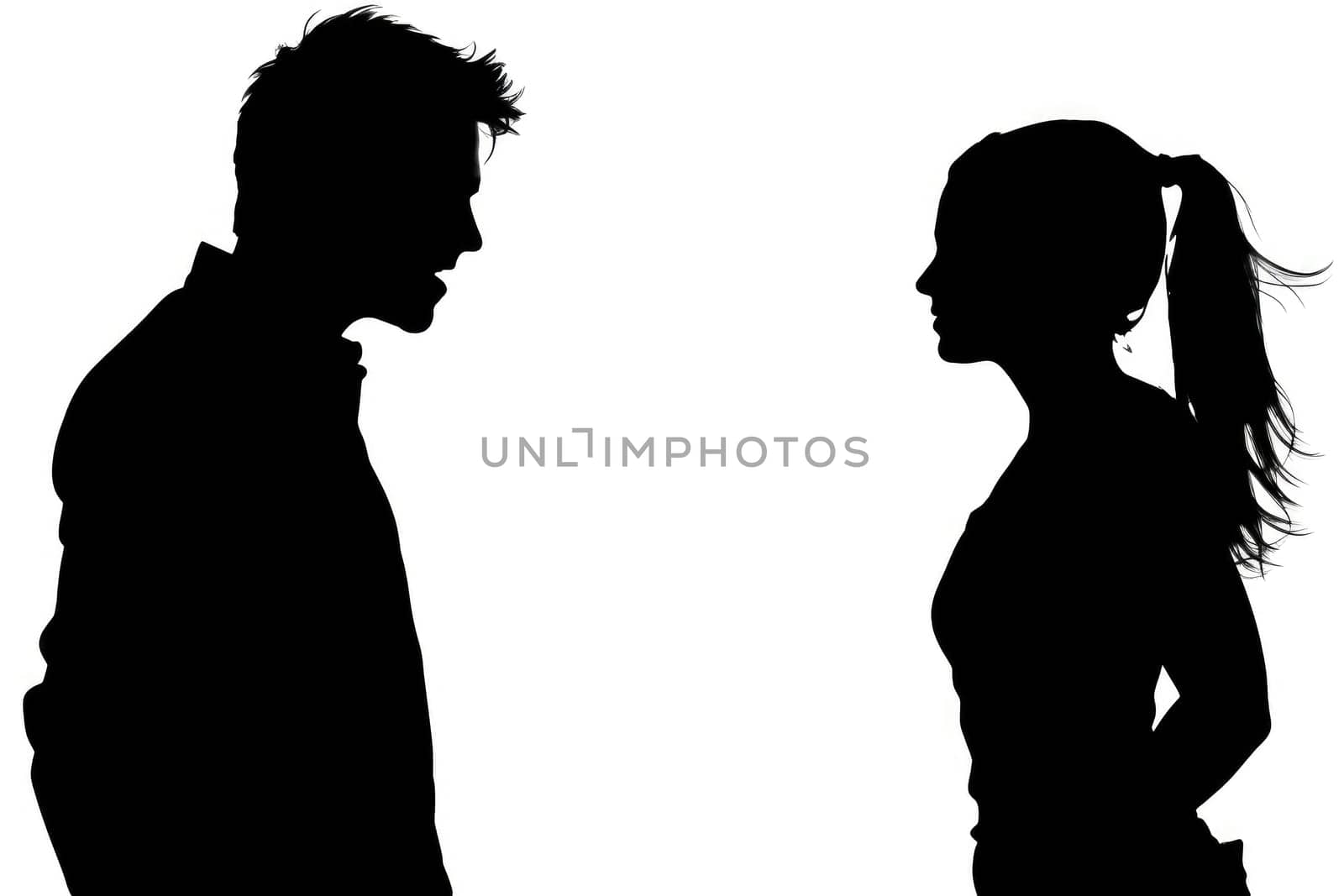A black silhouette of a couple arguing. by MP_foto71