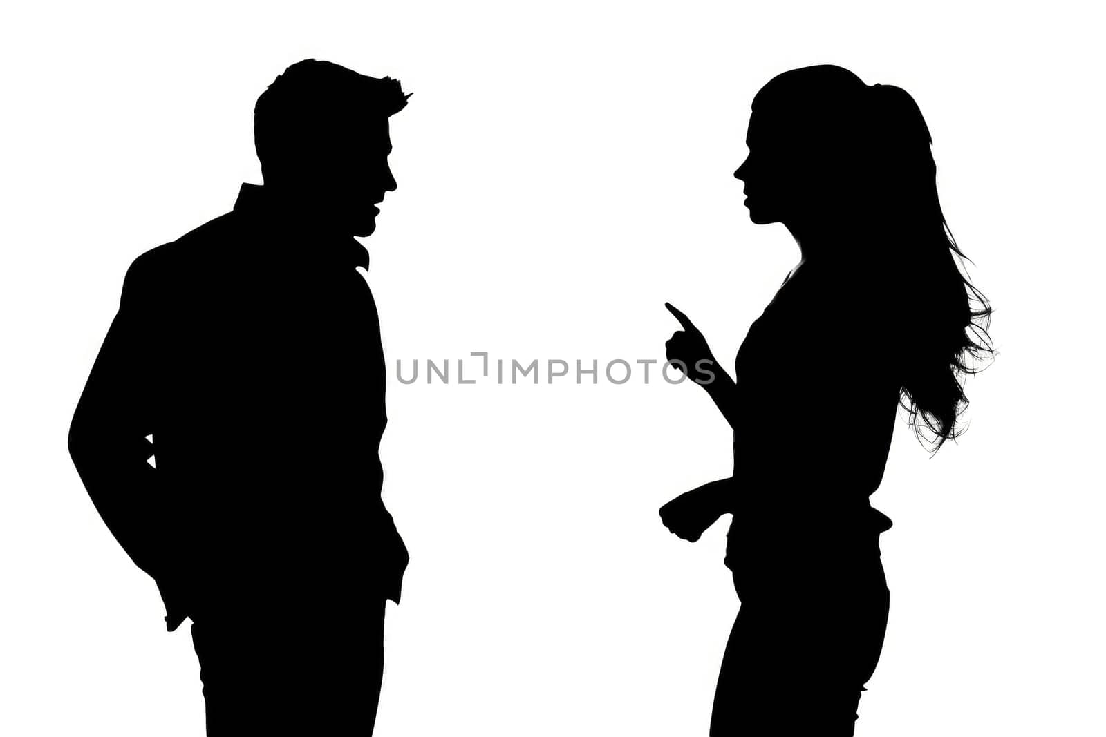 A black silhouette of a couple arguing