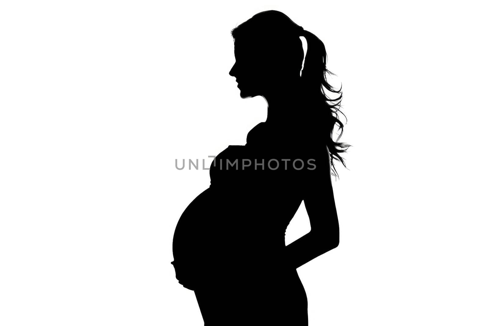 A black silhouette of a pregnant woman