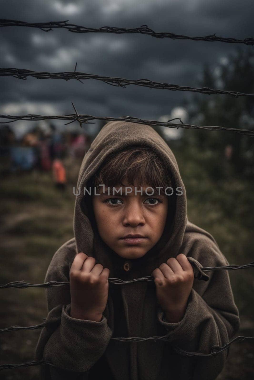 dirty face deep look sad children at refugee camp, war, climate change, and global politics concept by verbano