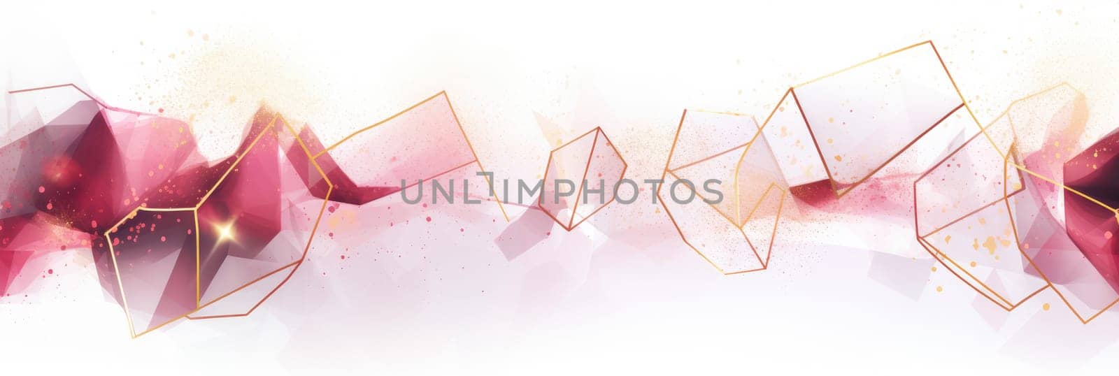 Abstract watercolor artwork mixed with buzzy geometric shapes for background of social media banner generative AI image