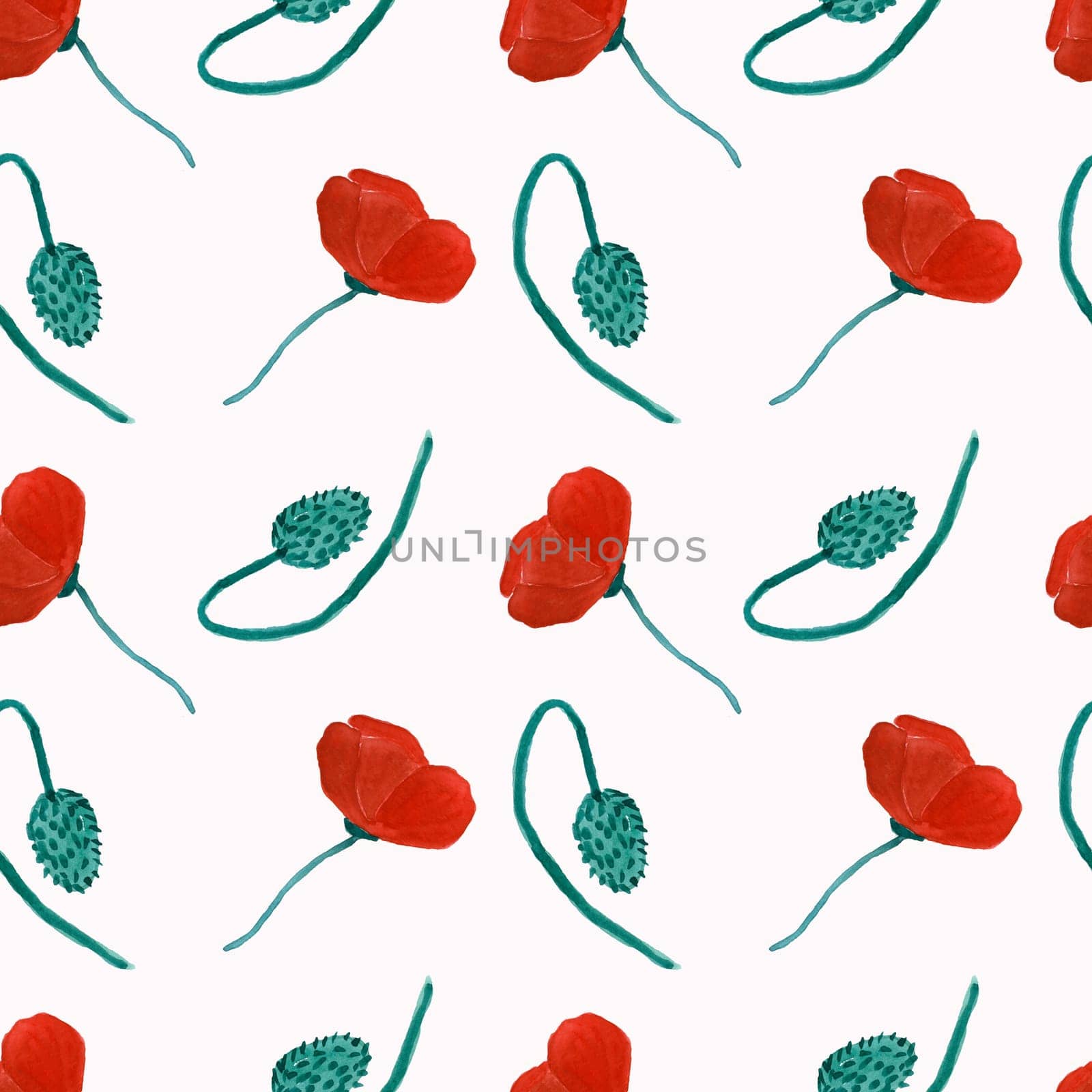 Seamless pattern of red poppies flowers on a by electrovenik