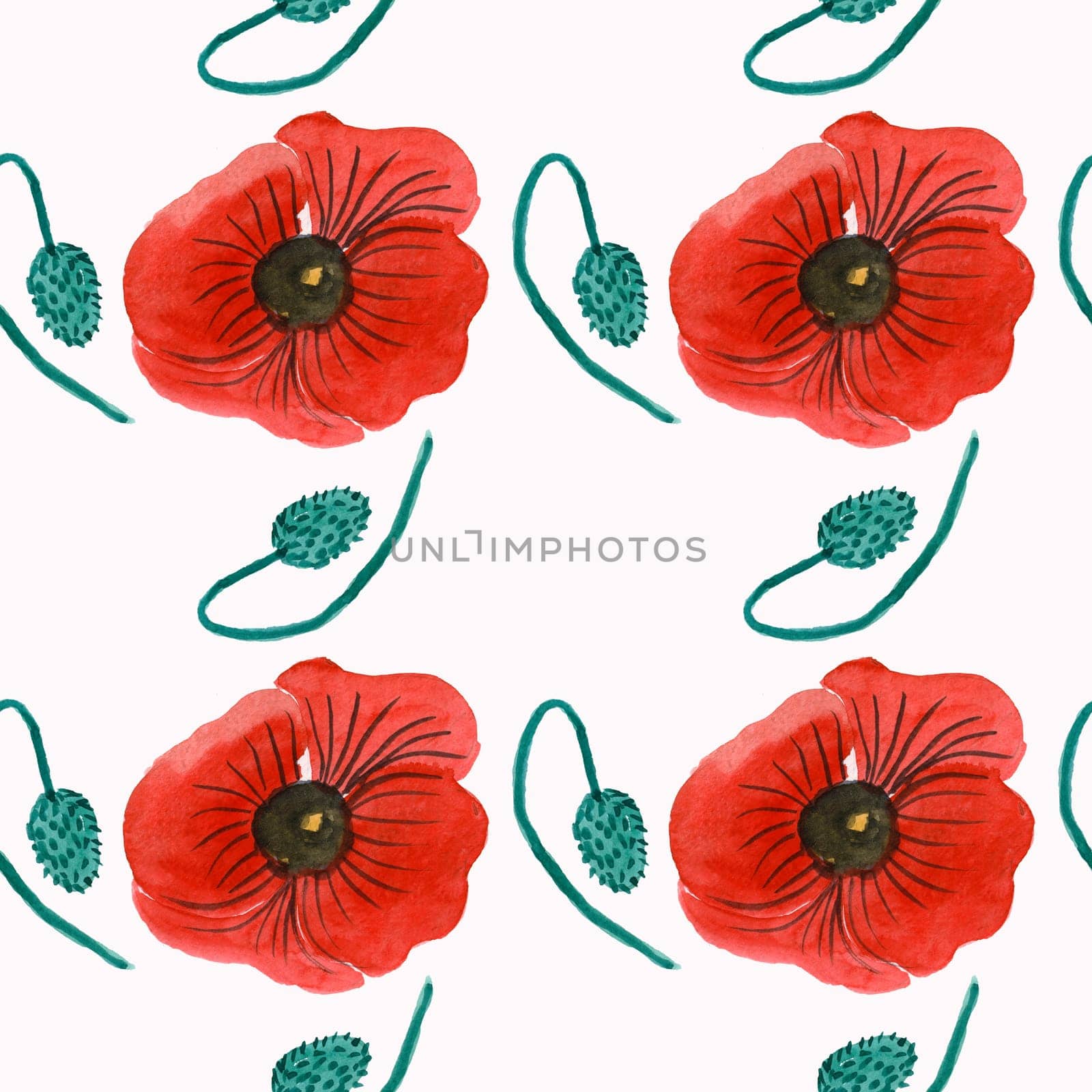 Seamless pattern of red poppies flowers on a by electrovenik