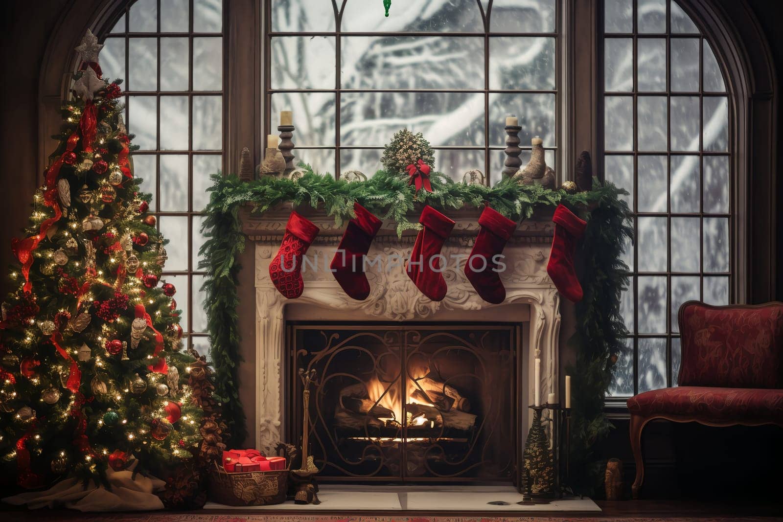 Christmas Decorated Home Interior  by AndreyKENO