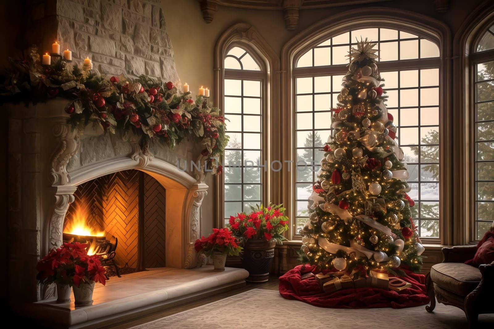 Christmas Decorated Home Interior  by AndreyKENO
