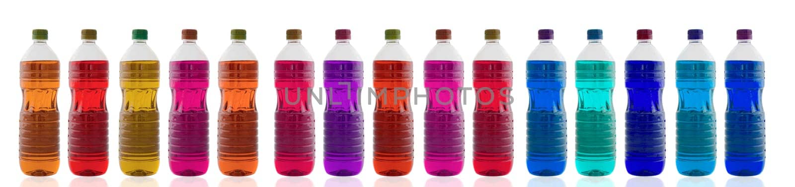 Bottles of oil of different colors