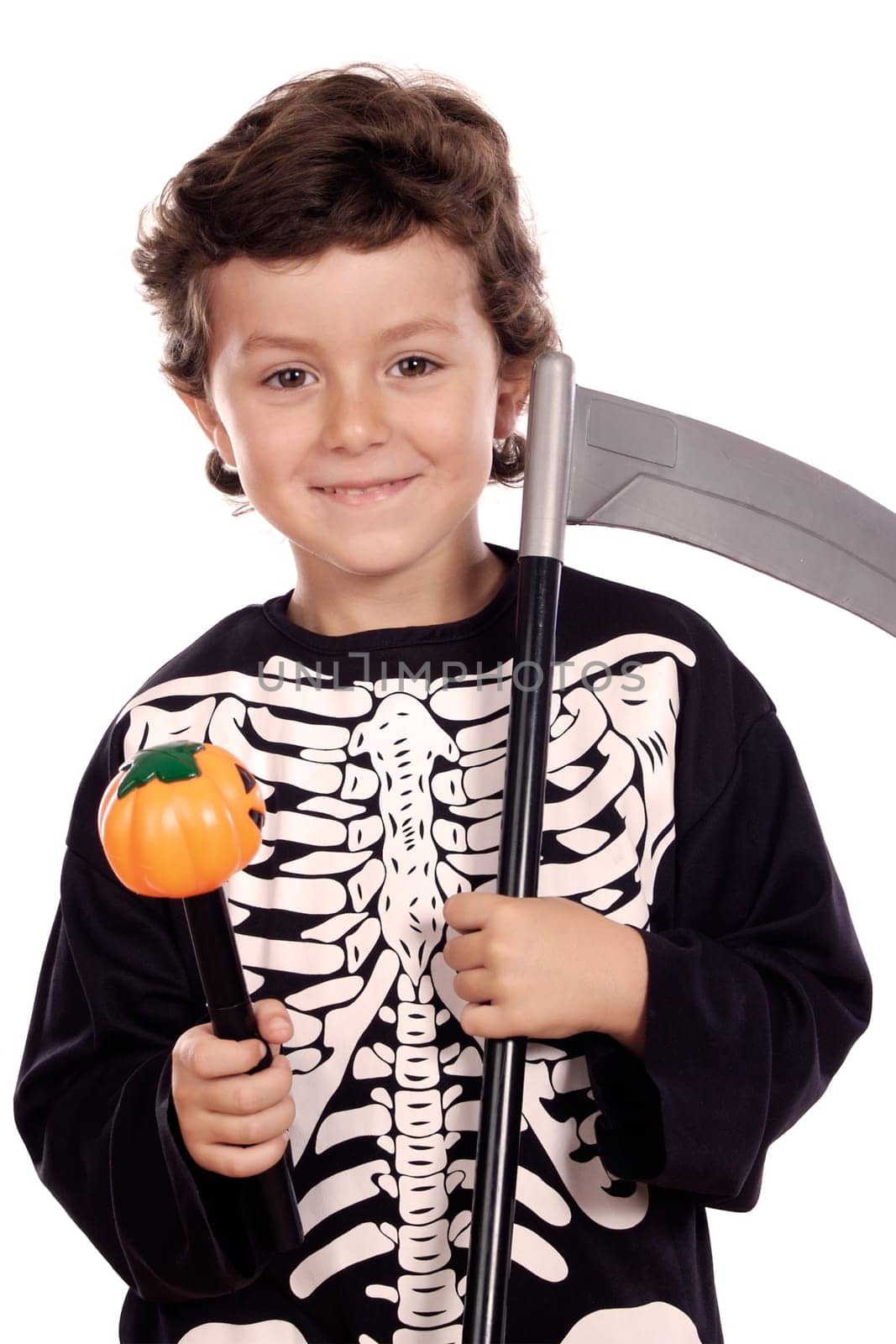 Boy dressed of skeleton