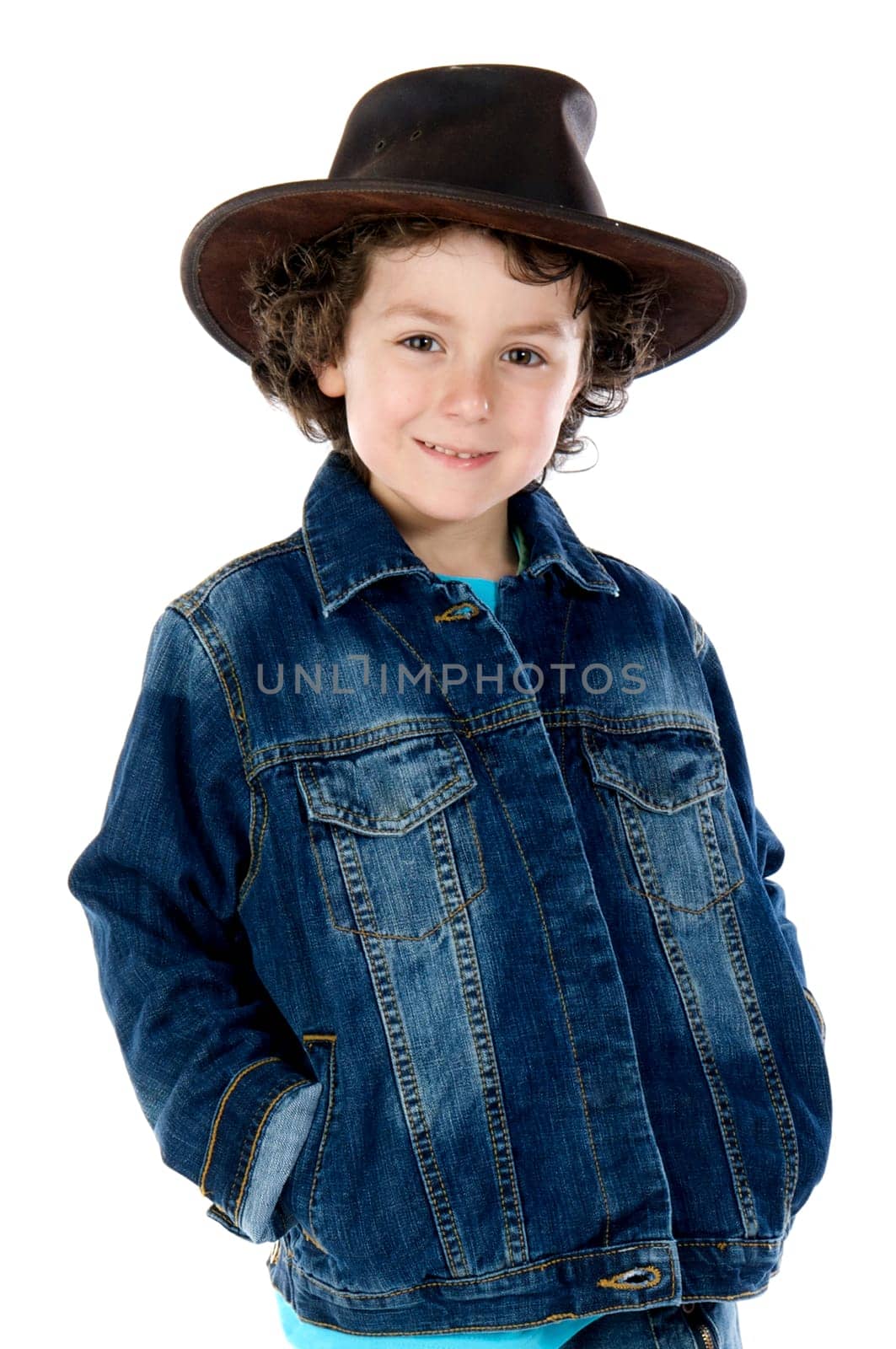 Child wearing a cowboy hat