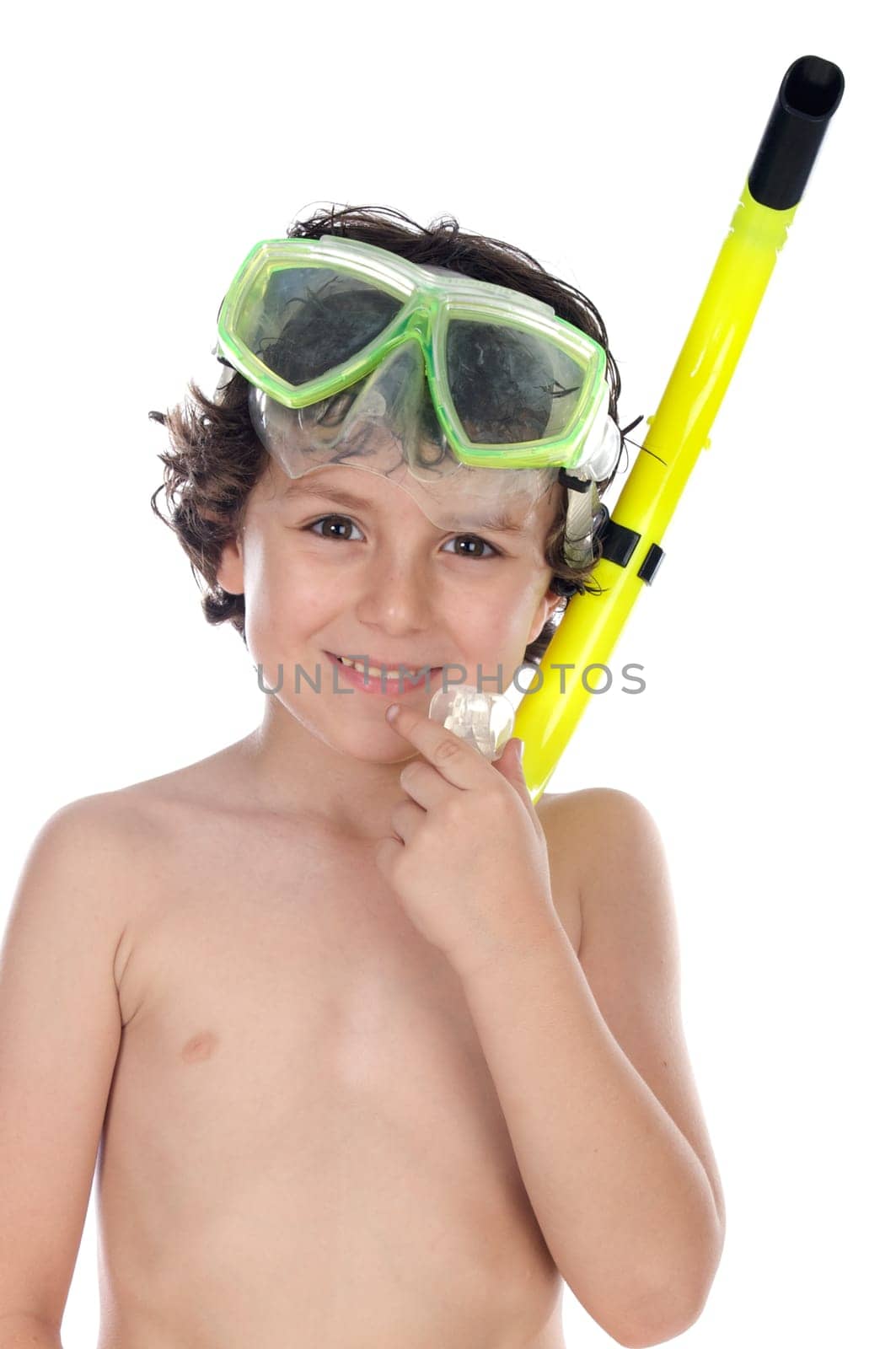 Child with diving mask