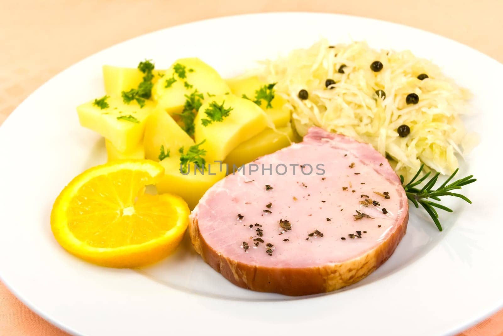 Kassel slices with potatoes,sour