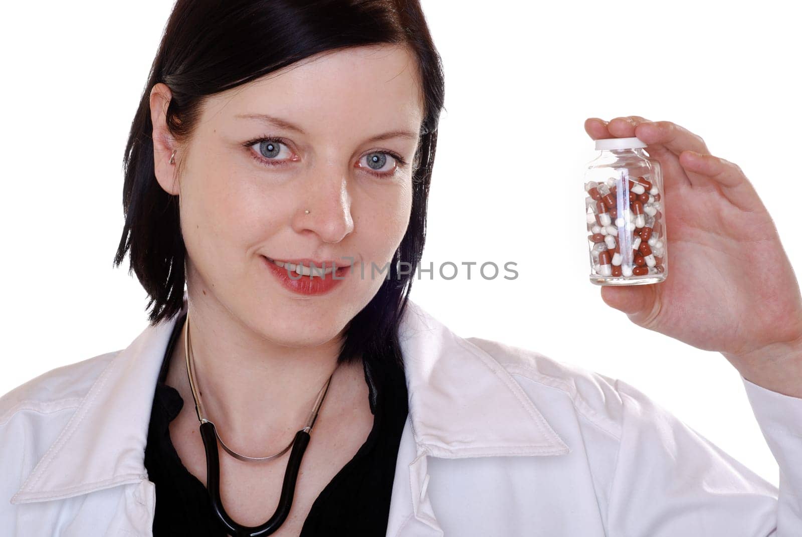 Female doctor with tablets