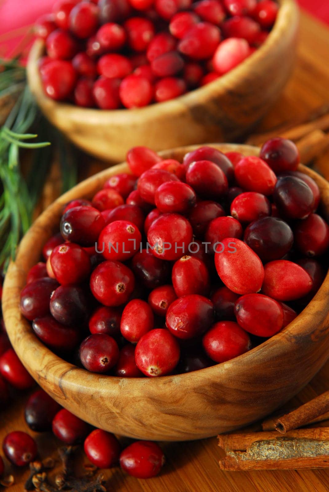 Cranberries in bowls