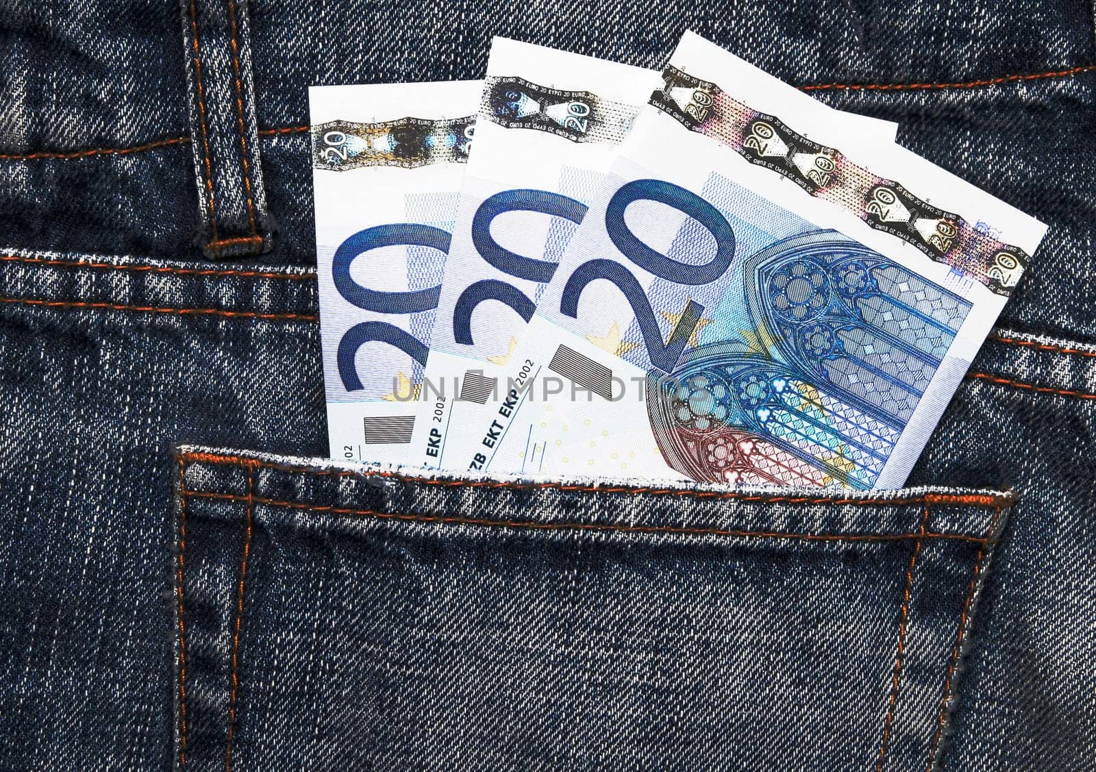 Euro Pocket Money In Blue Jeans