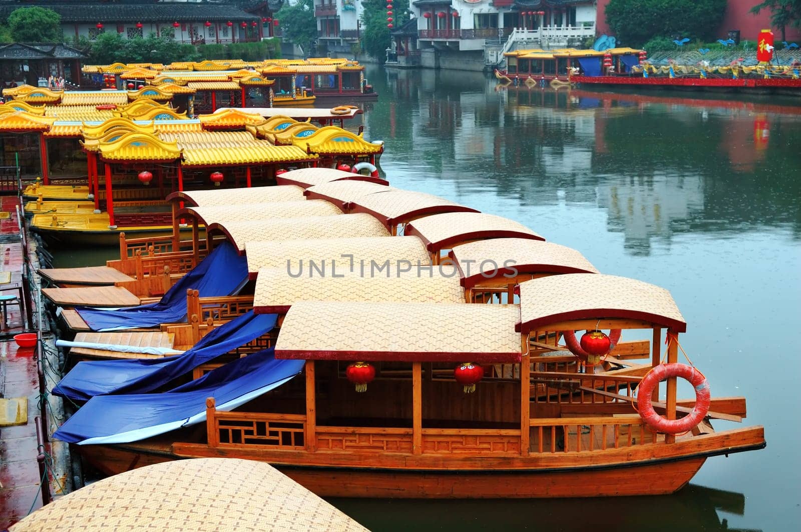 Line of boats at Qinhuai river