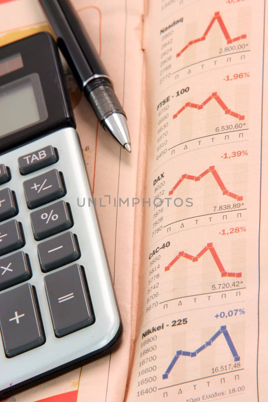 stock charts on newspaper