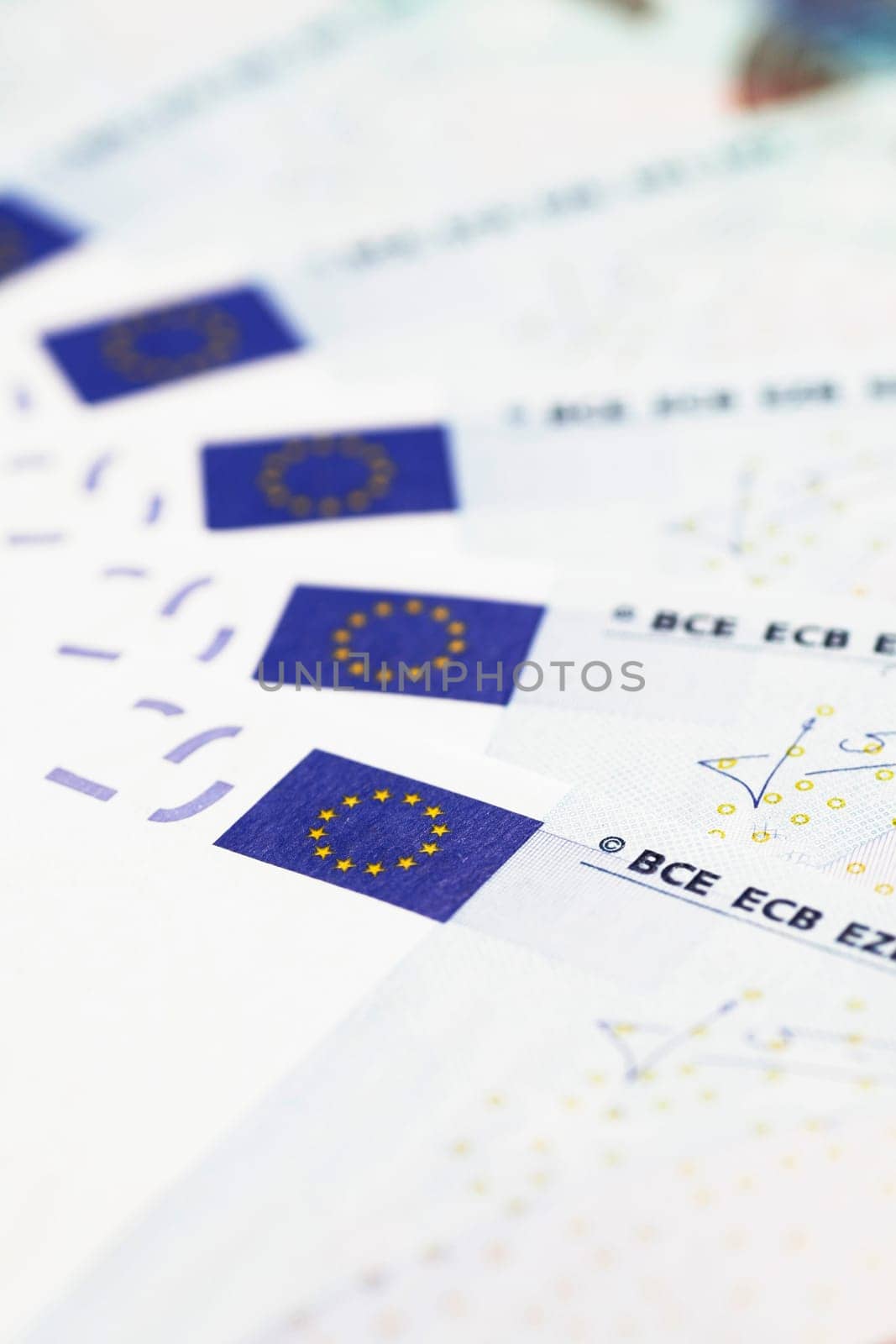 Money Detail - EU Flags On 20 Euro Notes