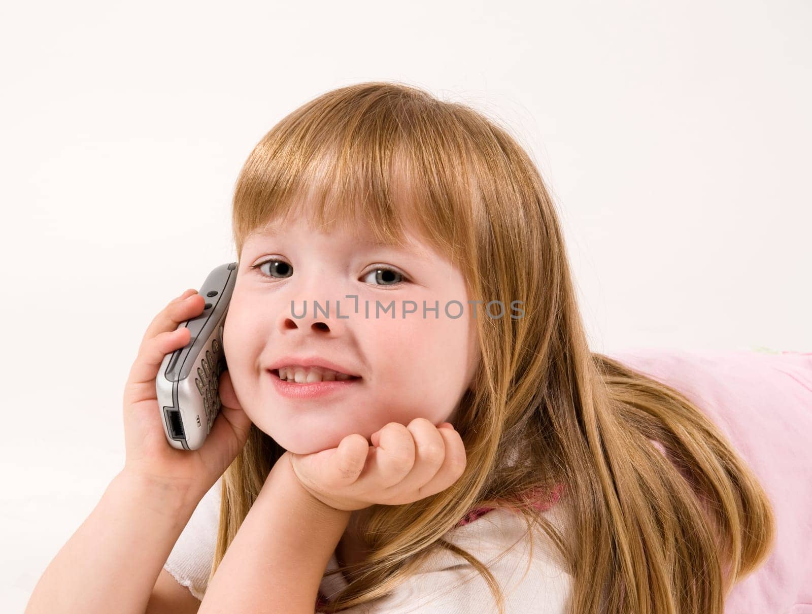 smiling girl at phone