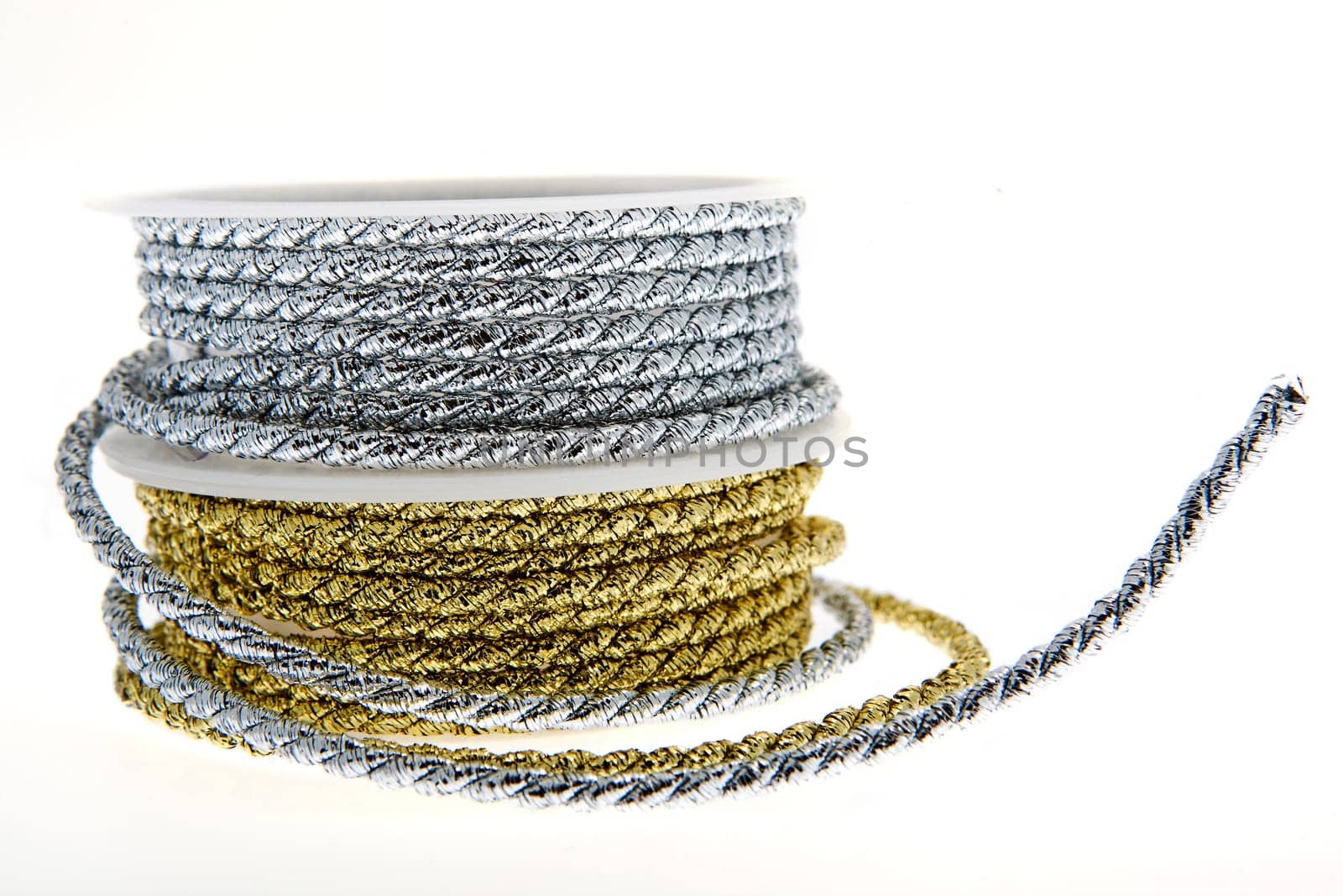 Decorative ribbon in gold and silver