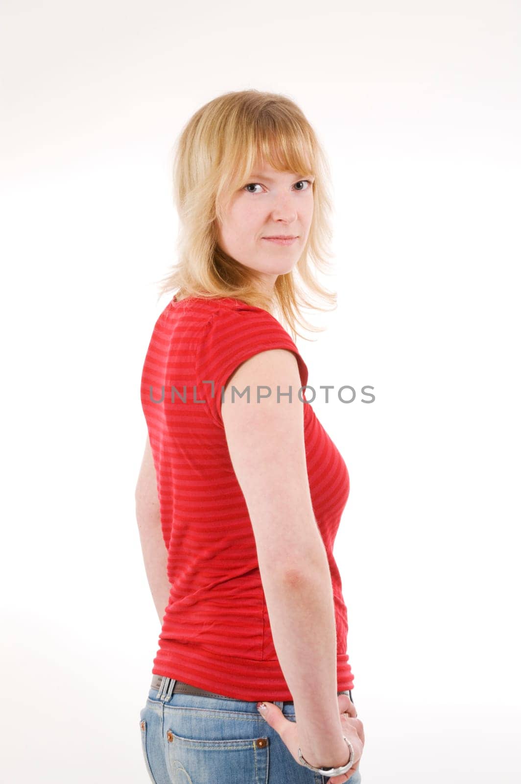 blonde looking over shoulder