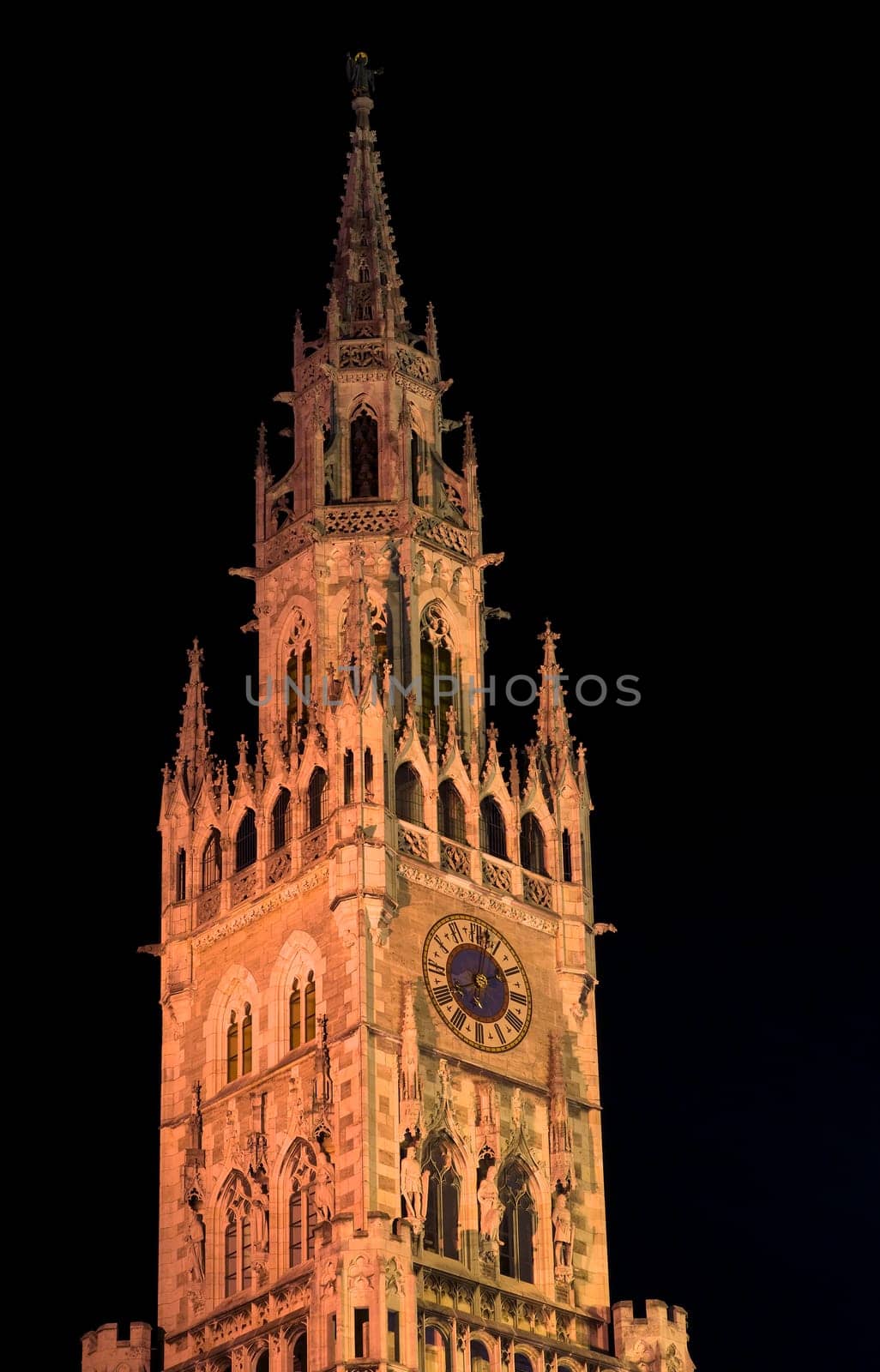 Munich's Town Hall Tower at night