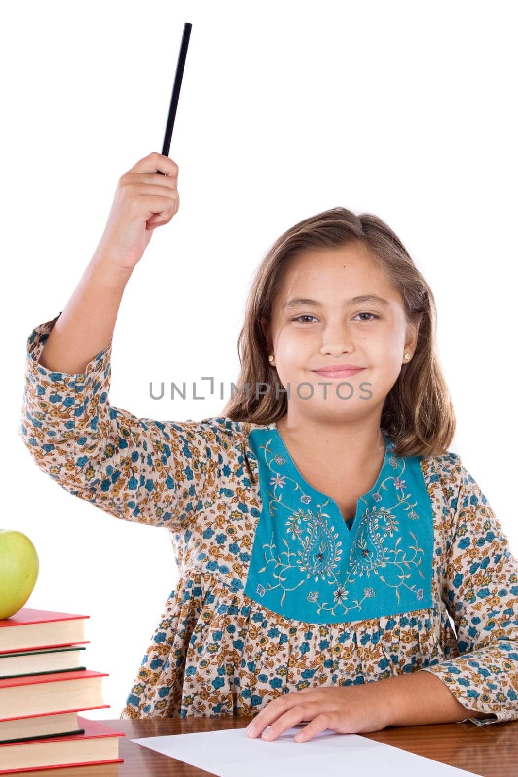 Adorable girl student asking to speak
