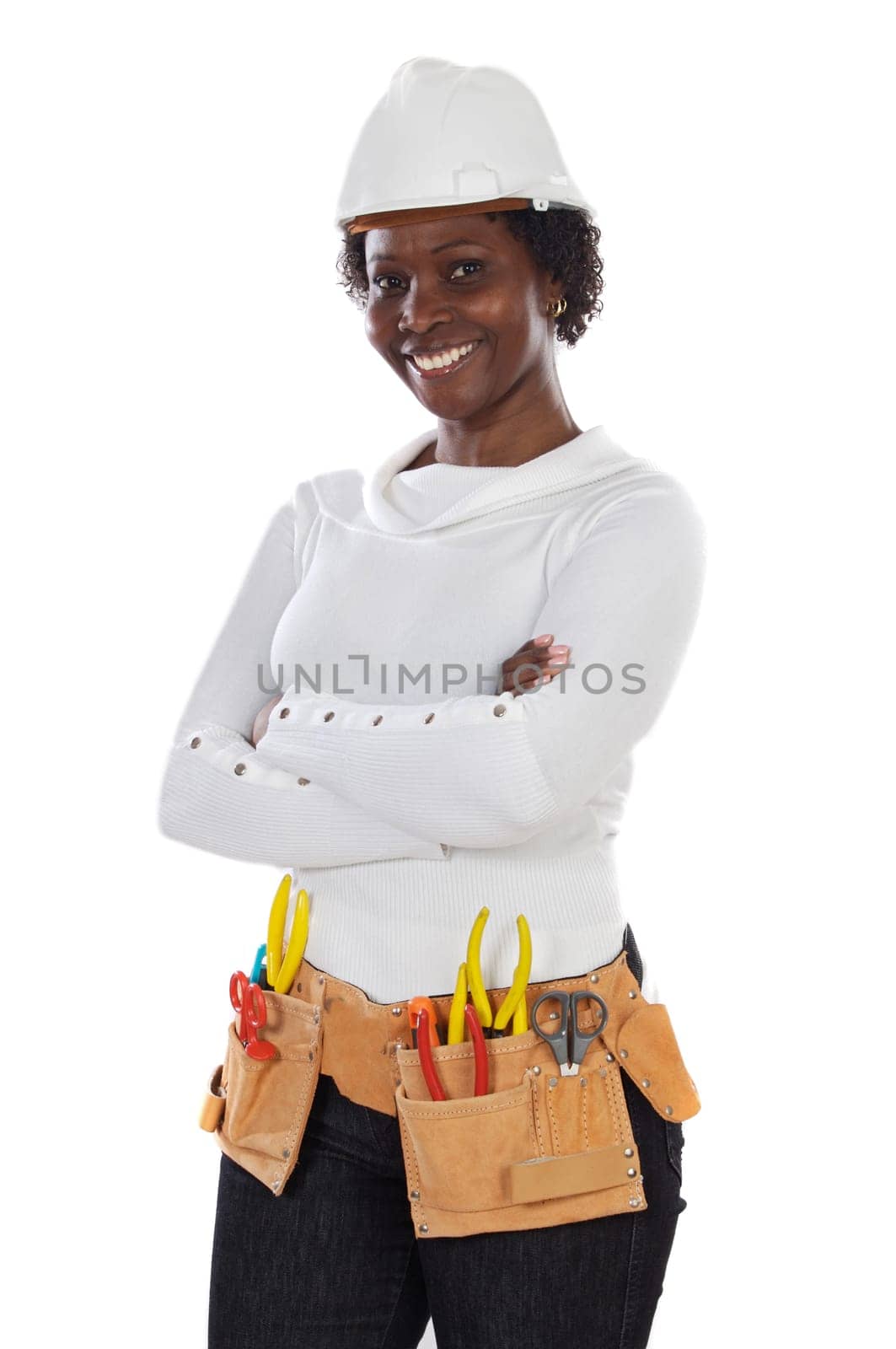 African american woman with helmet