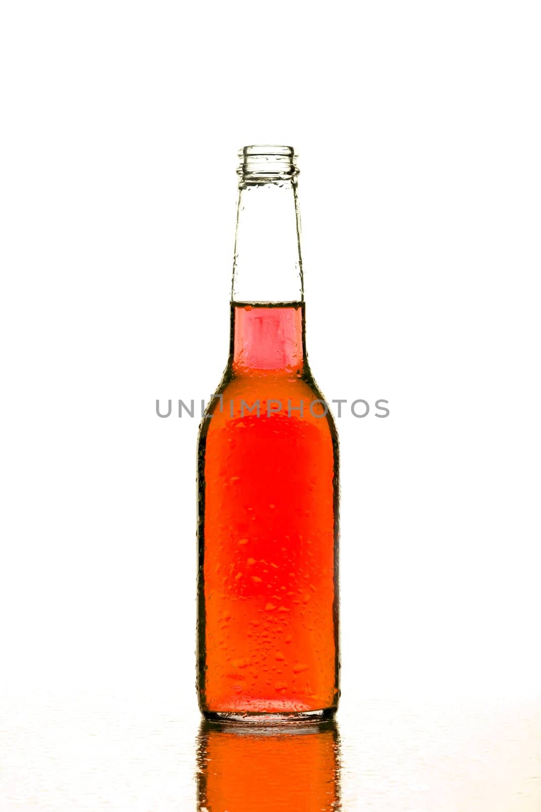 red bottle wet isolated on white