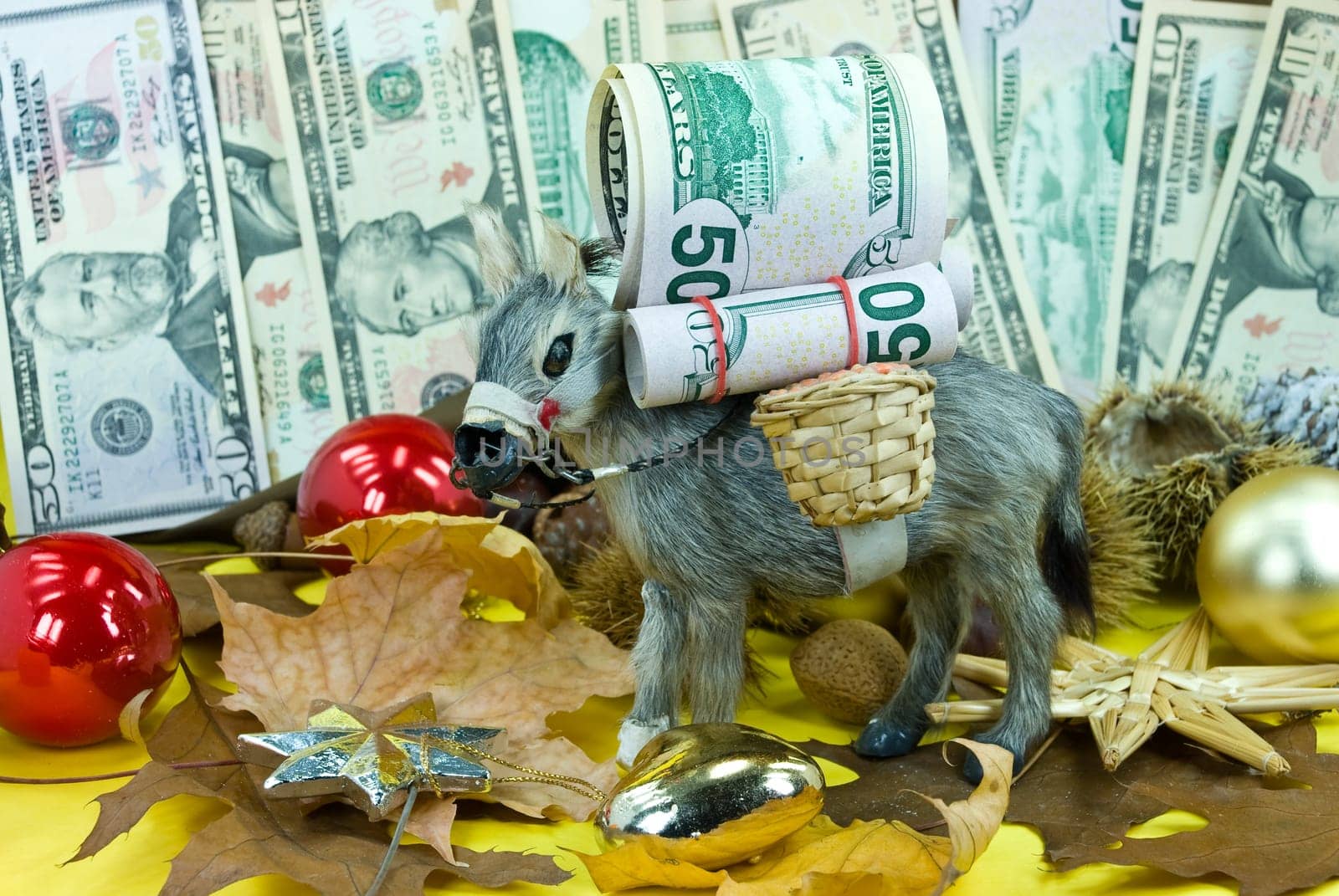 Money mule with a lot of money,Christmassy