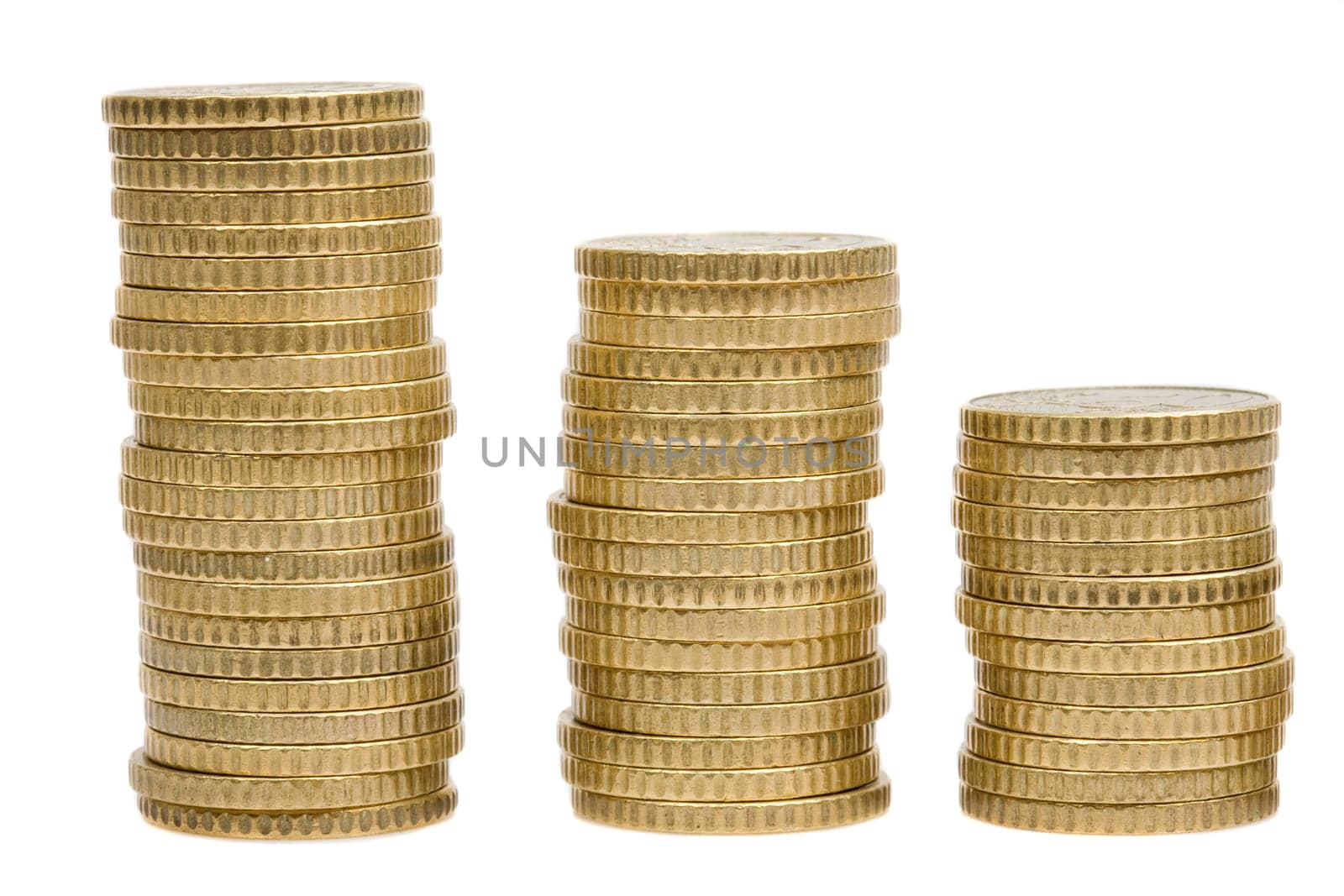 Three piles of money