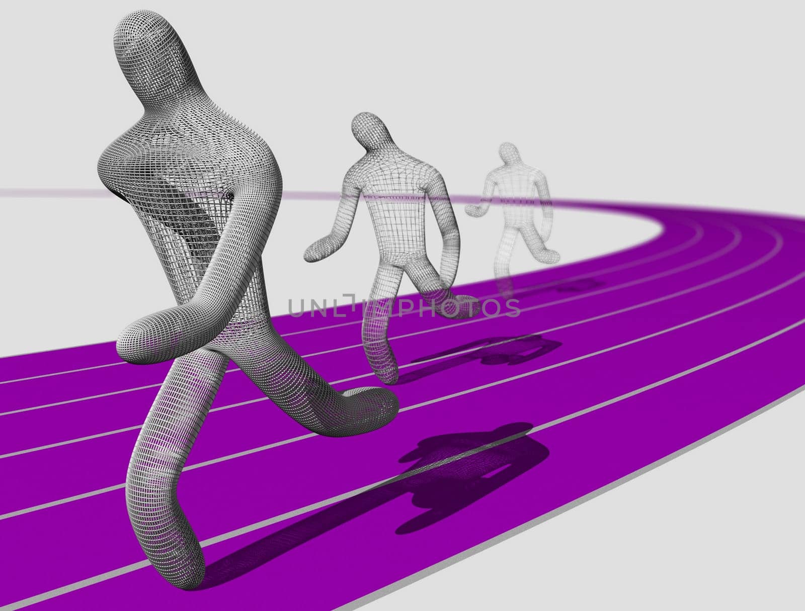 3D wireframe model on the running track
