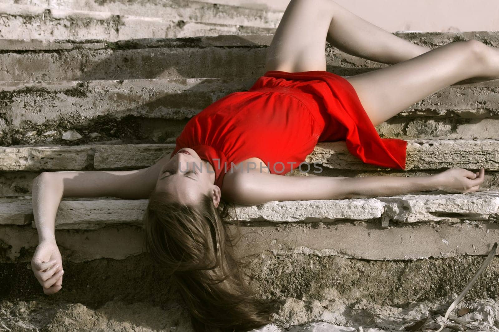 Motionless on the steps