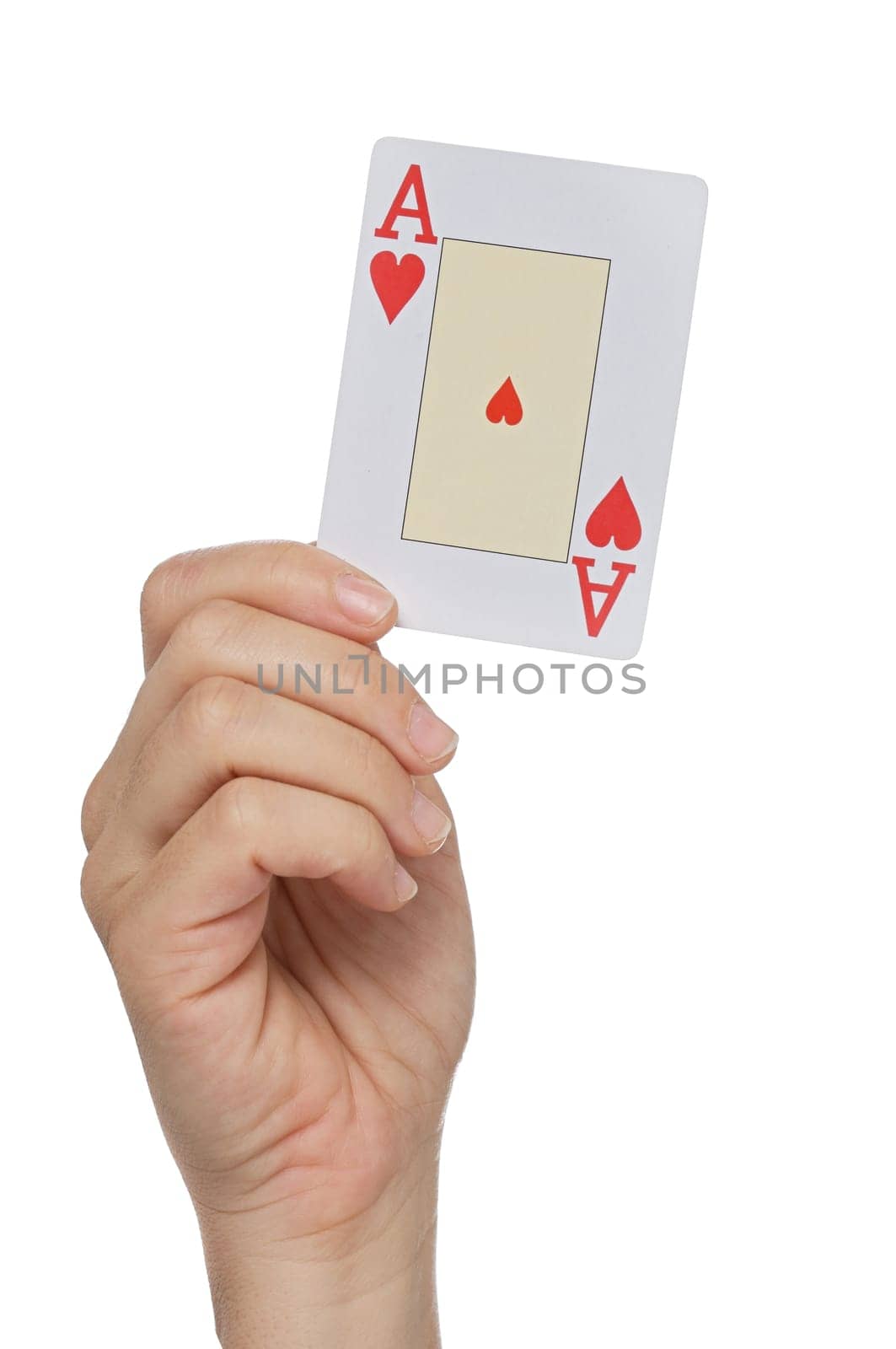 Hand with the ace of hearts
