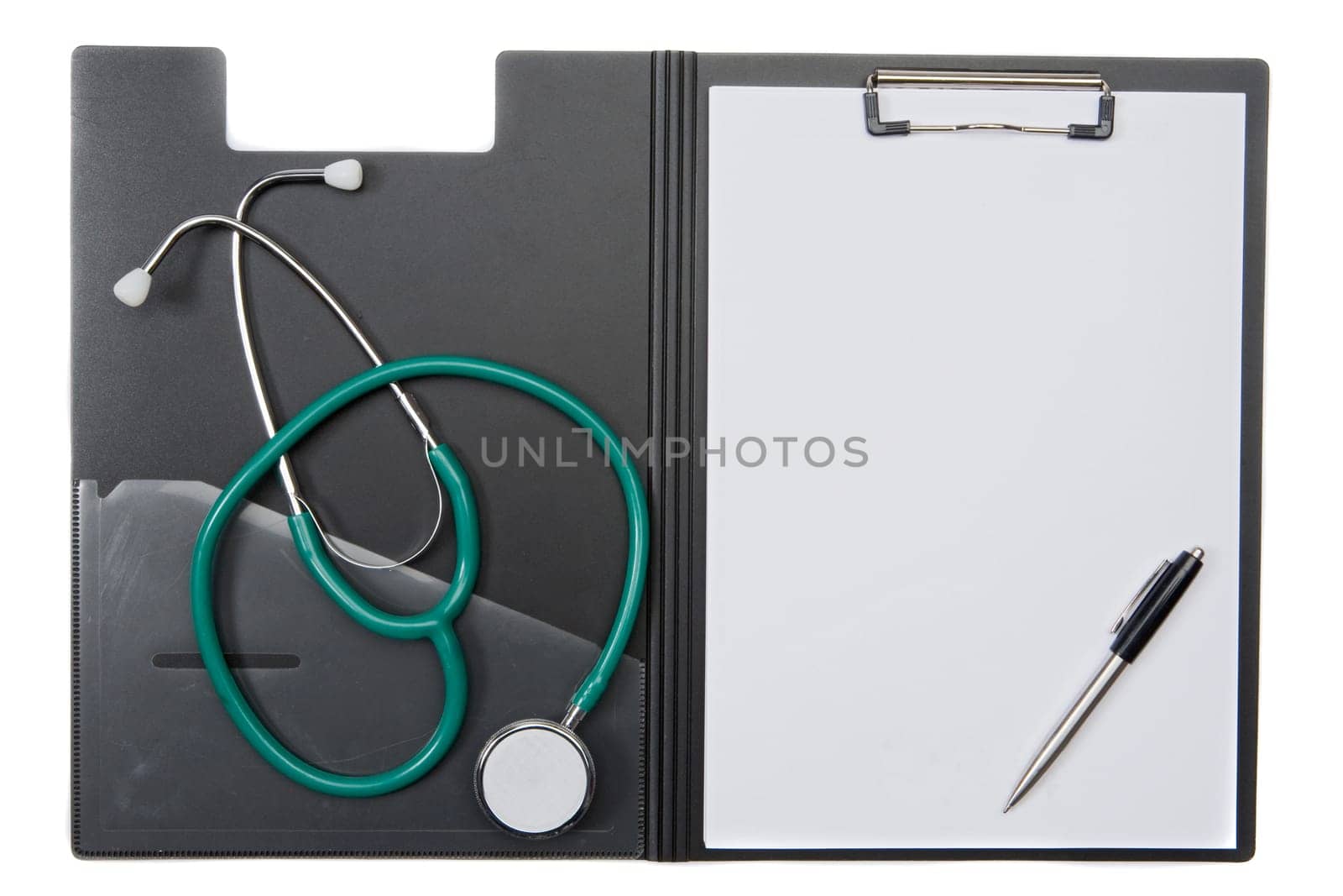 Clipboard with stethoscope