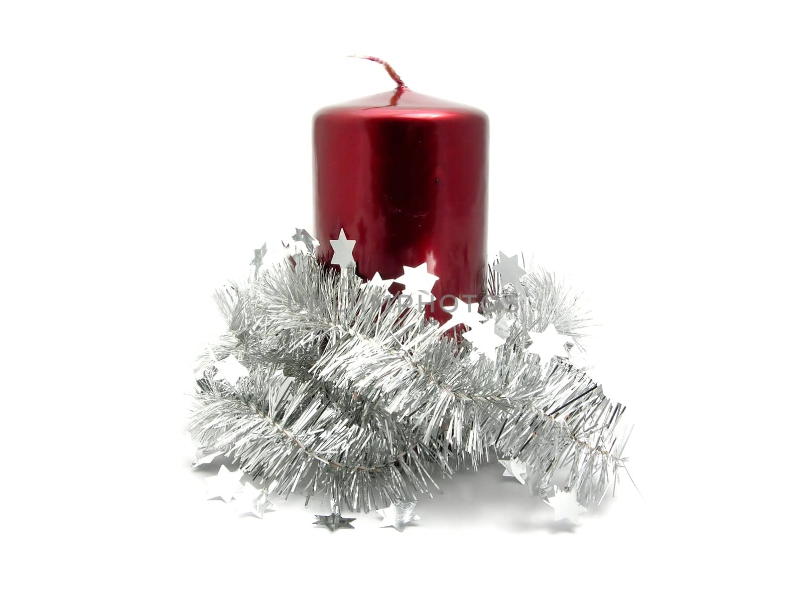 Red candle with Christmas decoration